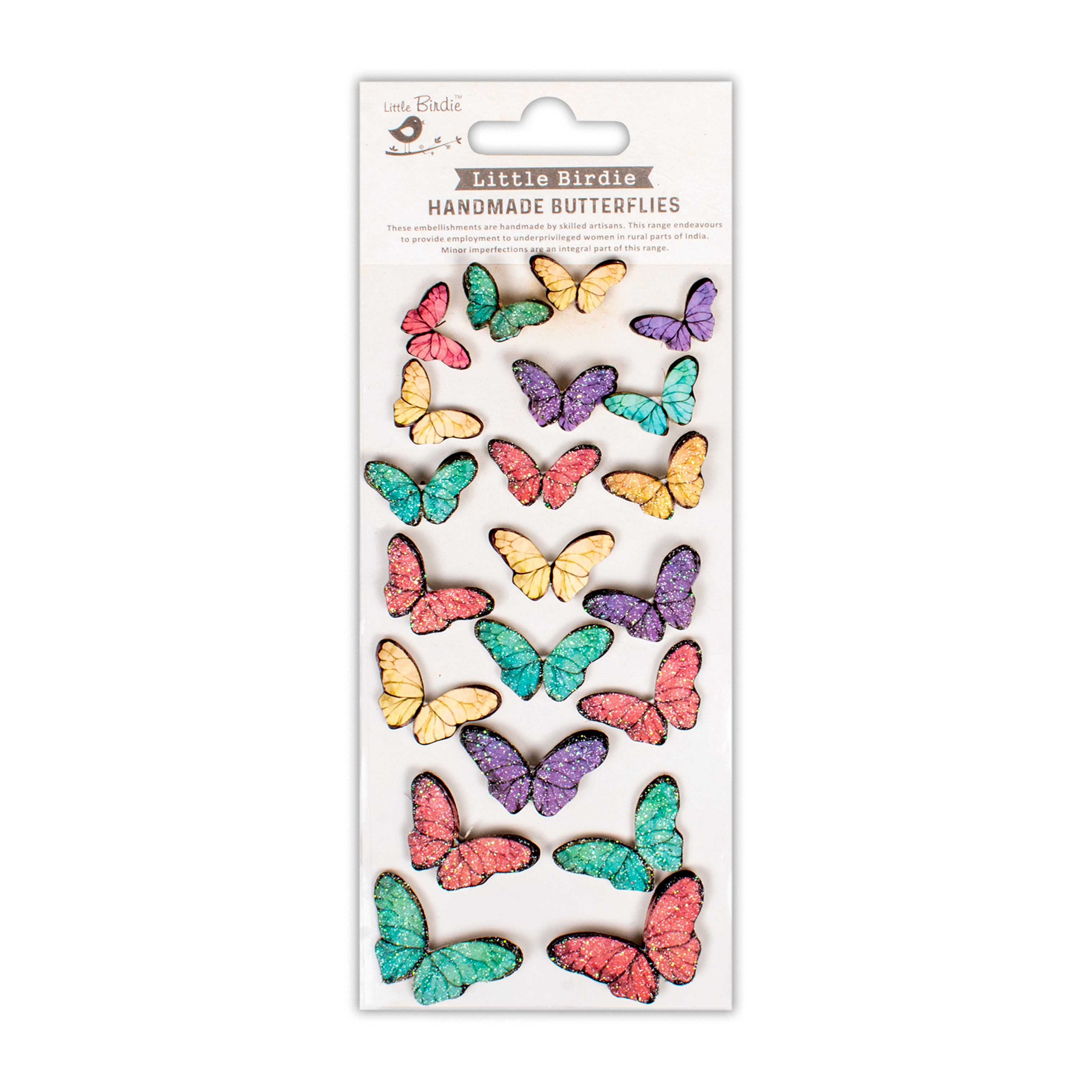 Beautiful Butterflies Embellishments Aqua Medley 21Pc