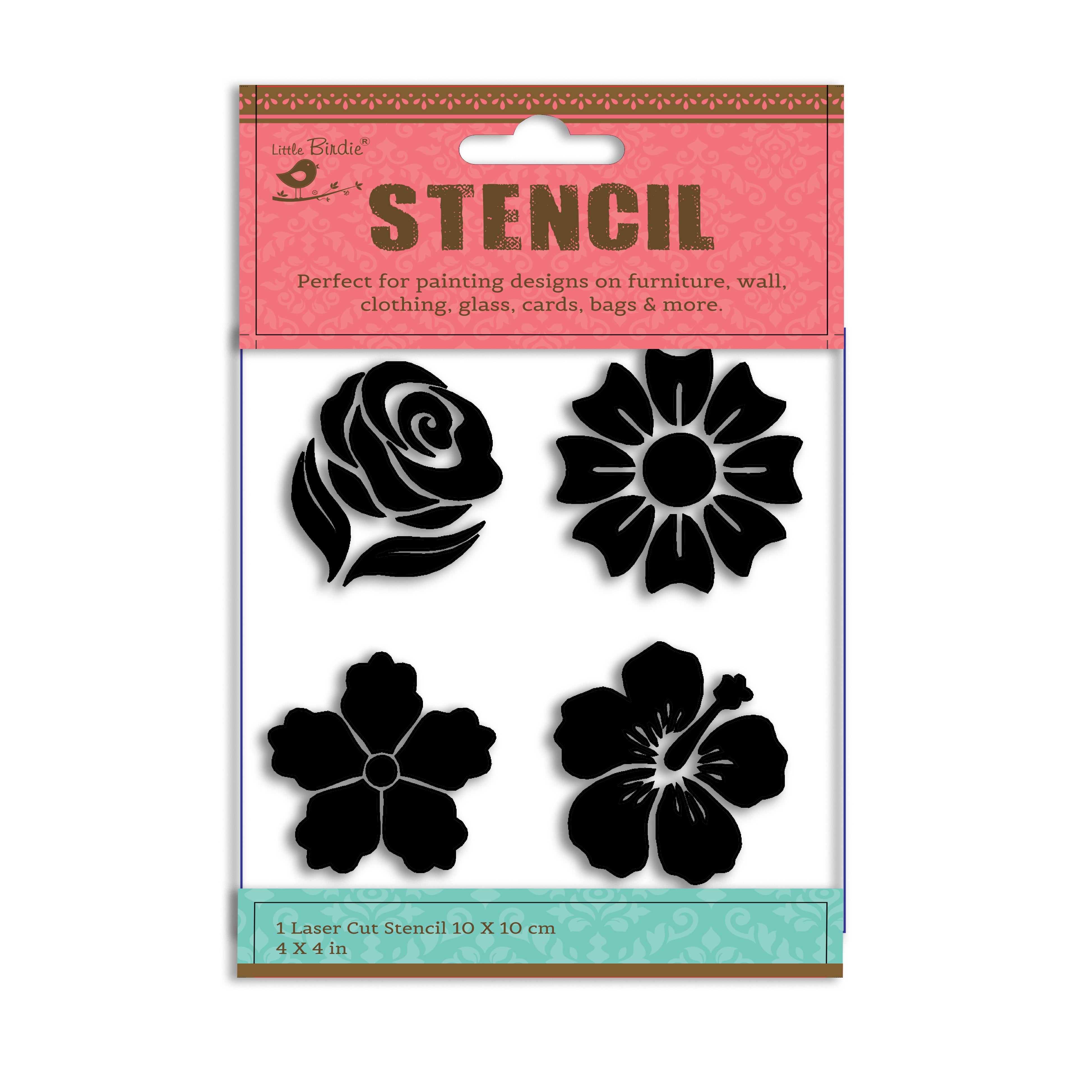 Stencil Floral Collection 4 X 4Inch 1Pc Pbci Lb
