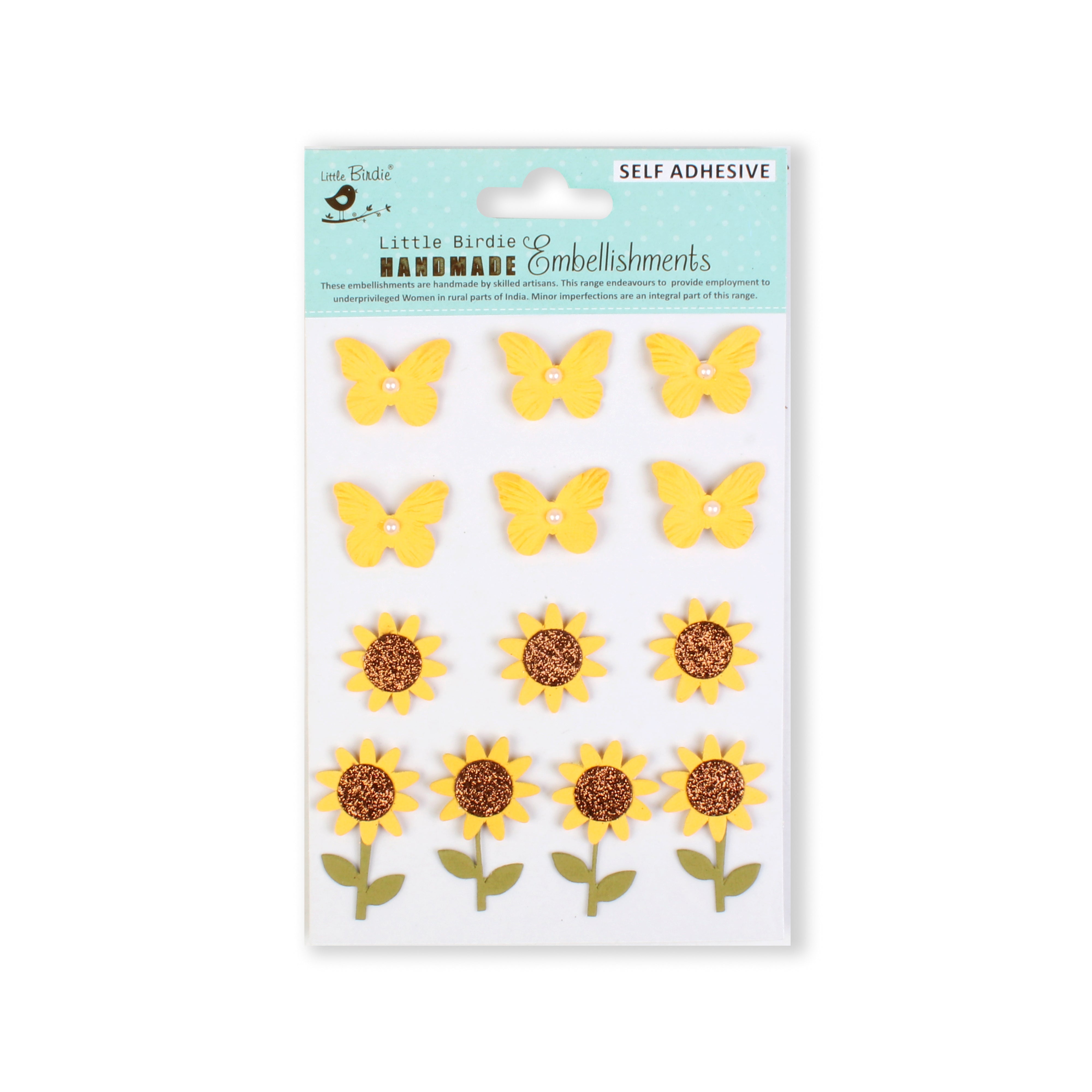 Self Adhesive Stickers Blooms & Butterflies Sunny Delight 13Pc Pbci Lb