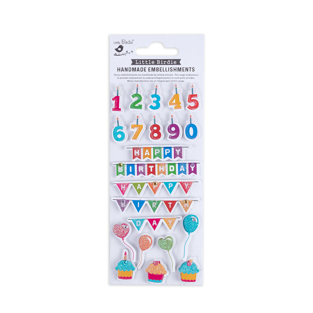 Stickers 3D Glitter Birthday Bash 22pc