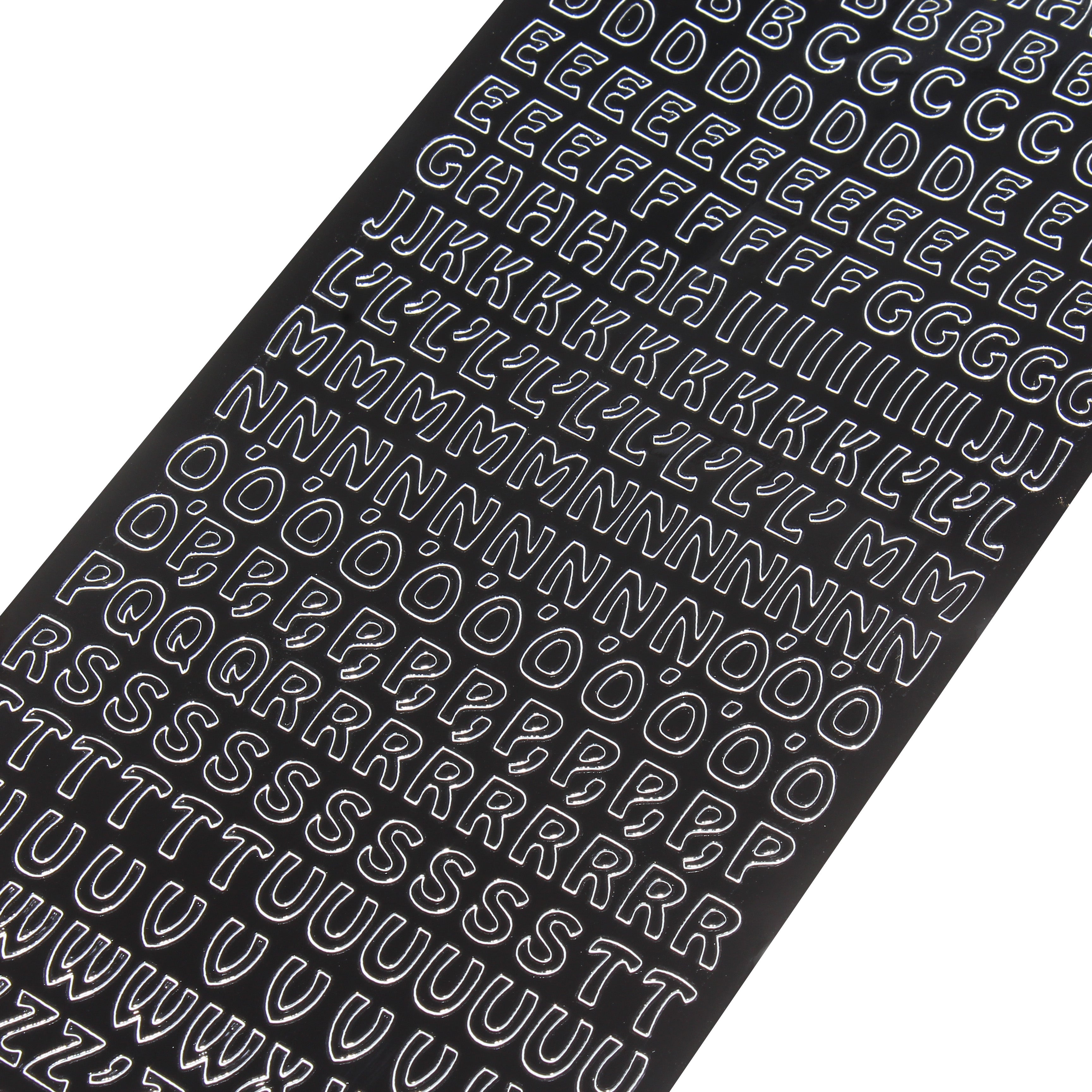 Peel Off Sticker Alphabet and Signs Black 10 X 23cm 1Sheet
