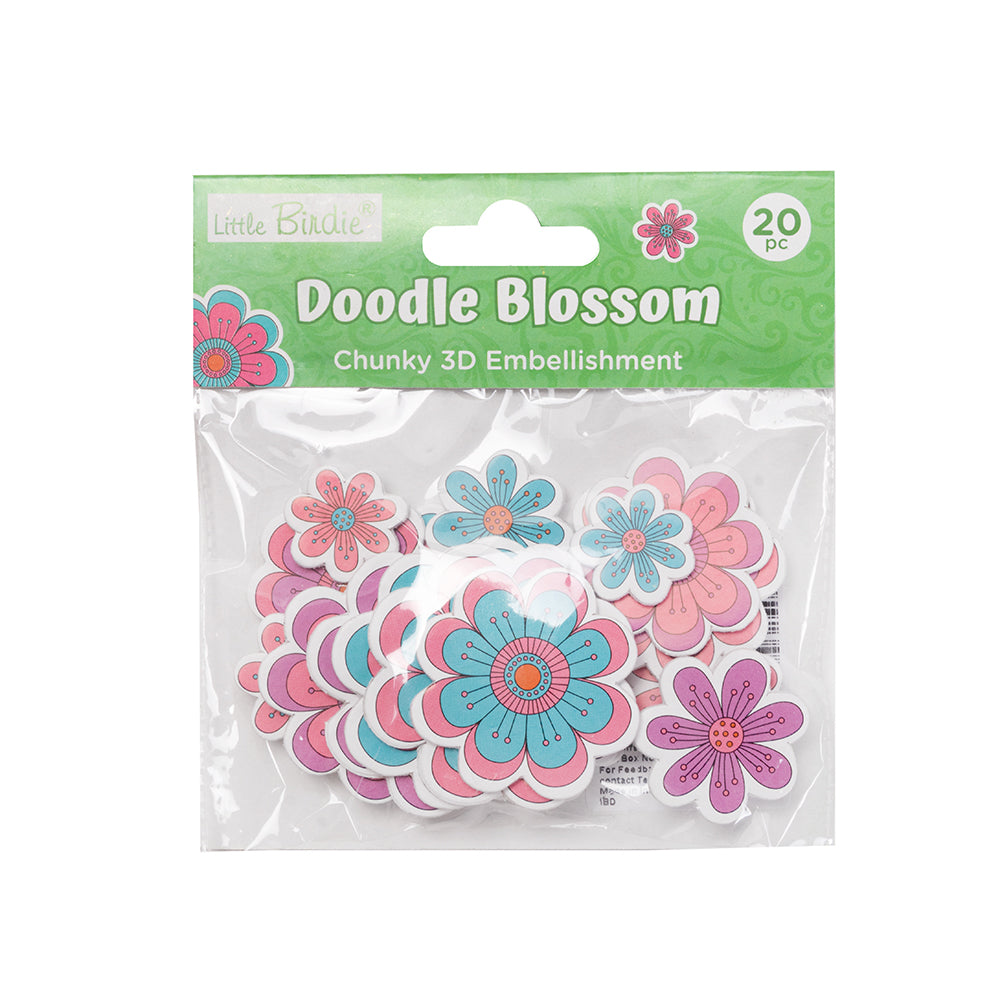 Handmade Self Adhesive Chunky Foams Sticker Doodle Flower 20pc