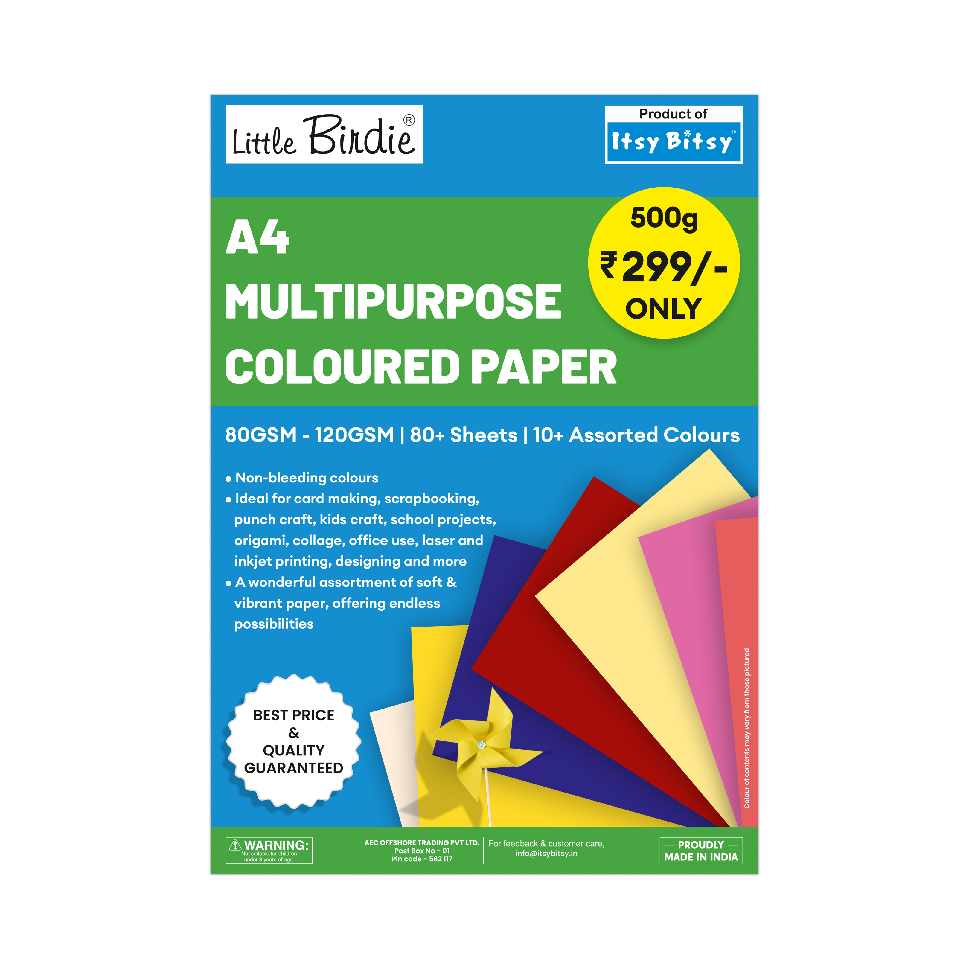 Multipurpose Coloured Paper A4 80gsm Assorted Colour 80 Sheet - 1 Pack ...