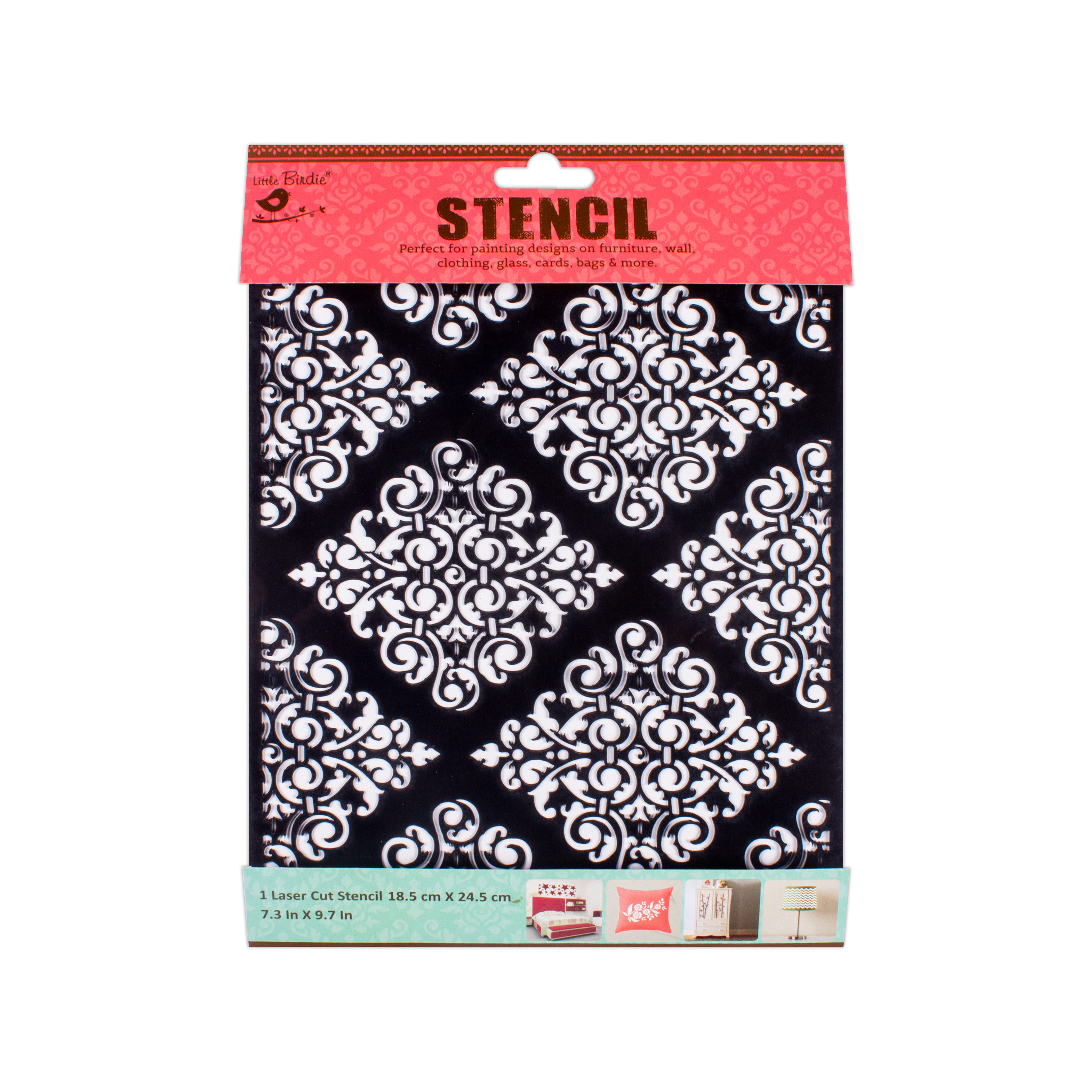 Stencil Damask Elegance 7.3in x 9.7in 1pc