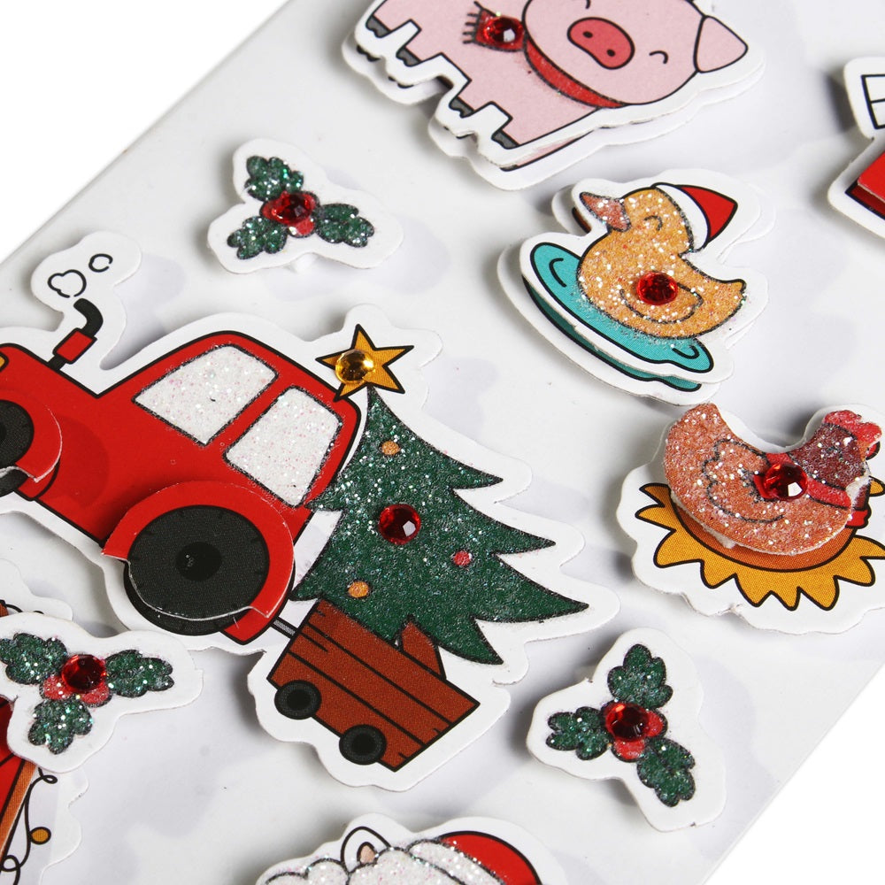 Christmas Handmade Stickers Farm Celebrations 11pc