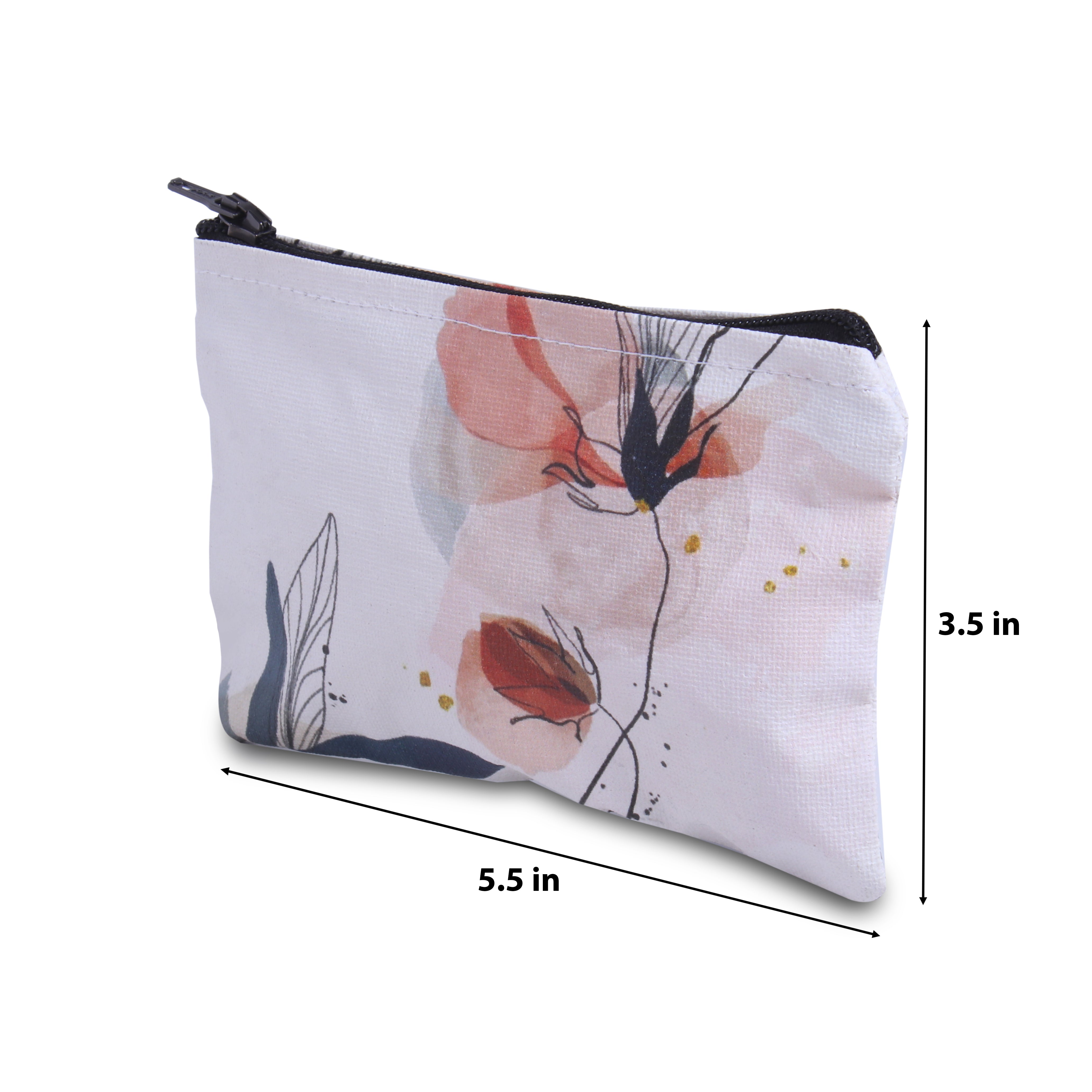 Canvas Printed Zip Pouch Floral Elegance 5.5 X 3.5inch Approx1 pc