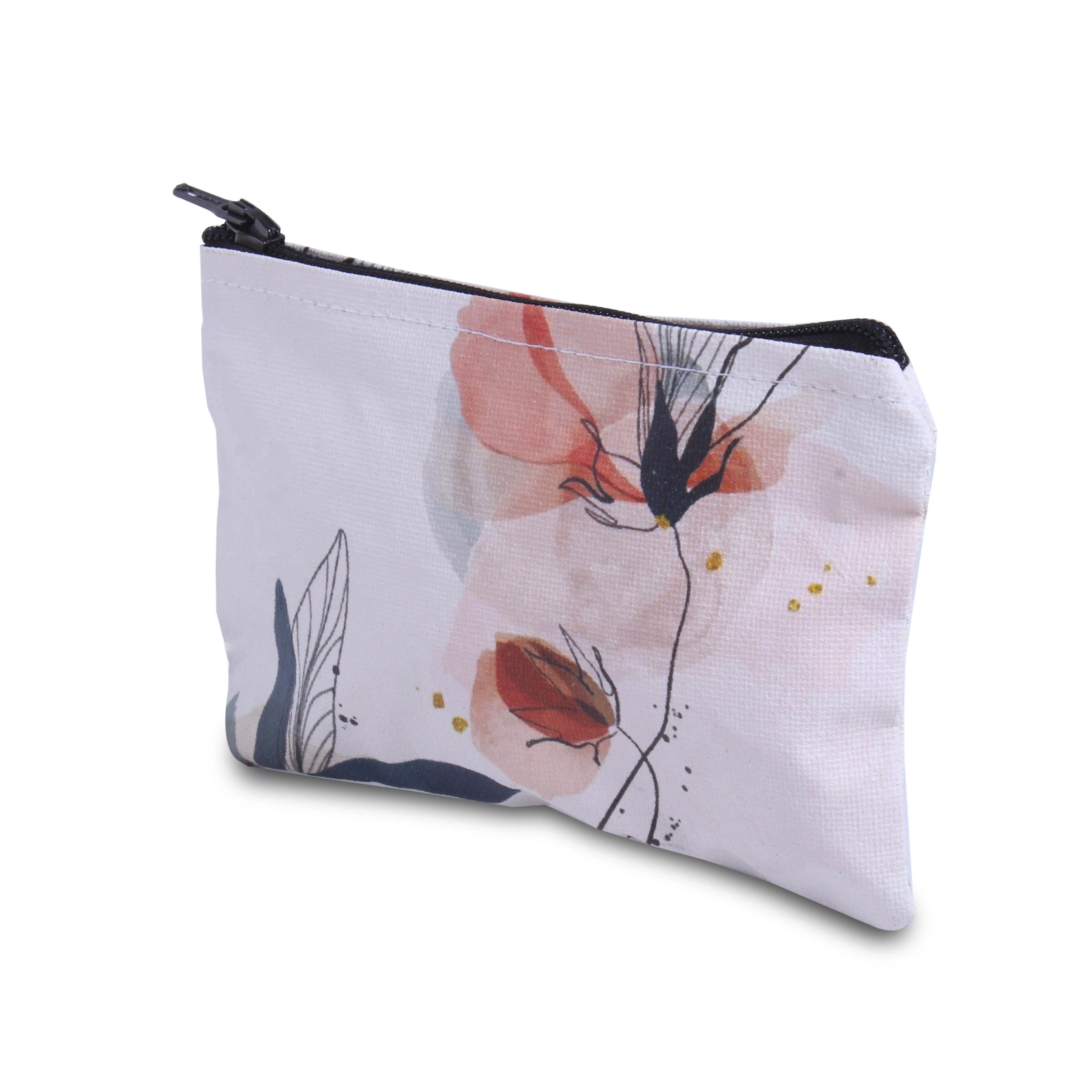 Canvas Printed Zip Pouch Floral Elegance 8.25 X 5.5inch Approx1 pc