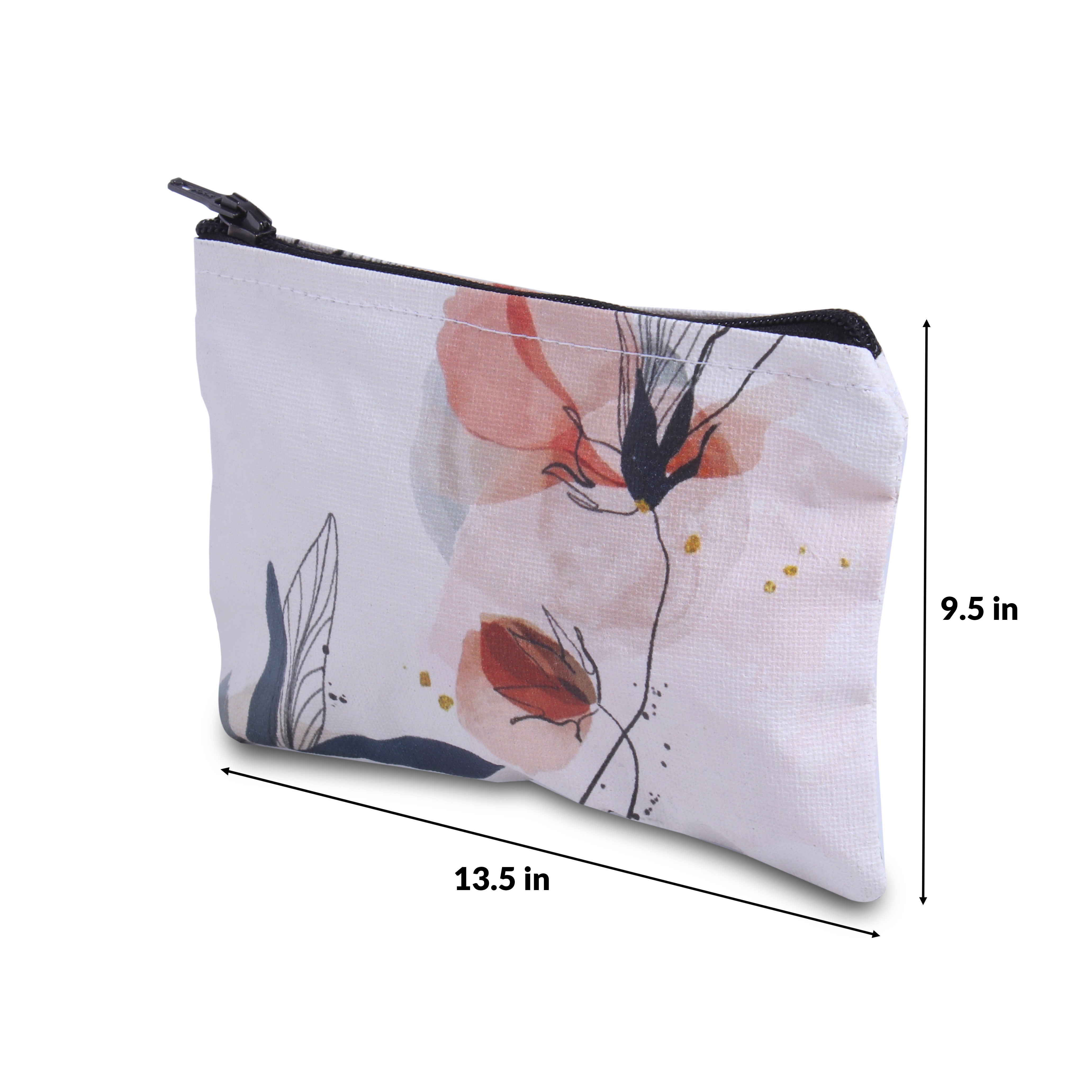 Canvas Printed Zip Pouch Floral Elegance 13.5 X 9.5inch Approx1 pc
