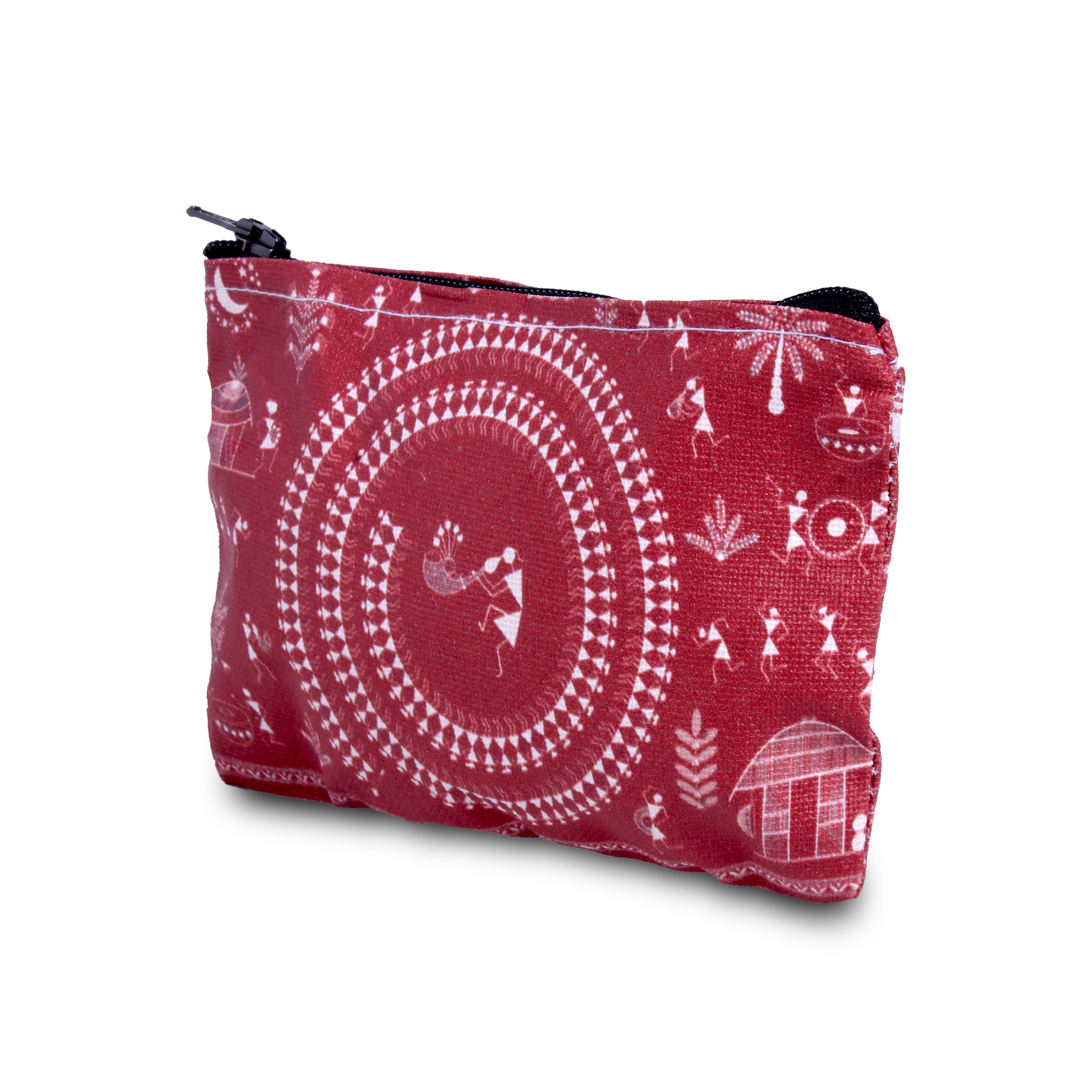 Canvas Printed Zip Pouch Warli Festival 5.5 X 3.5inch Approx1 pc