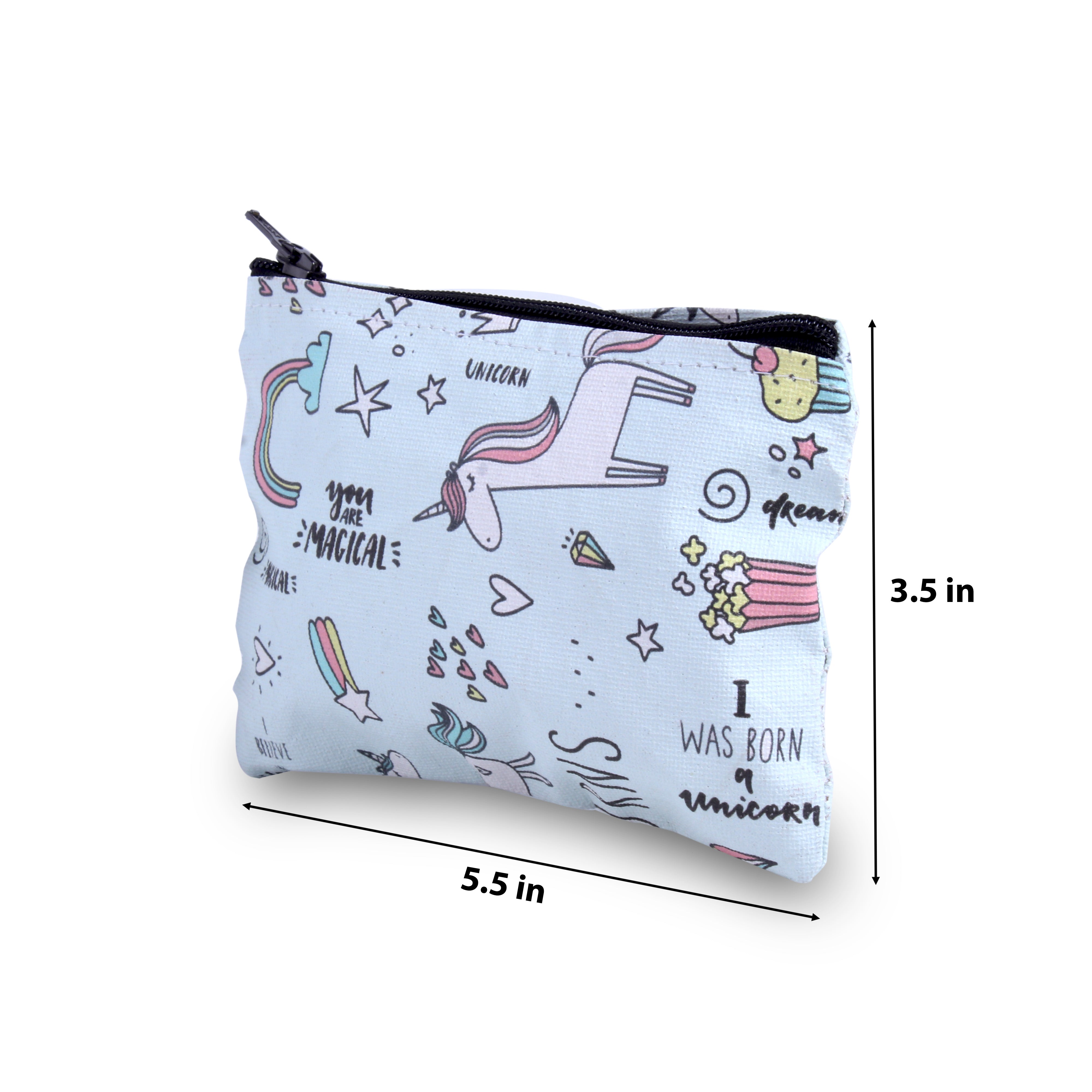 Canvas Printed Zip Pouch Magical Unicorn 5.5 X 3.5inch Approx1 pc