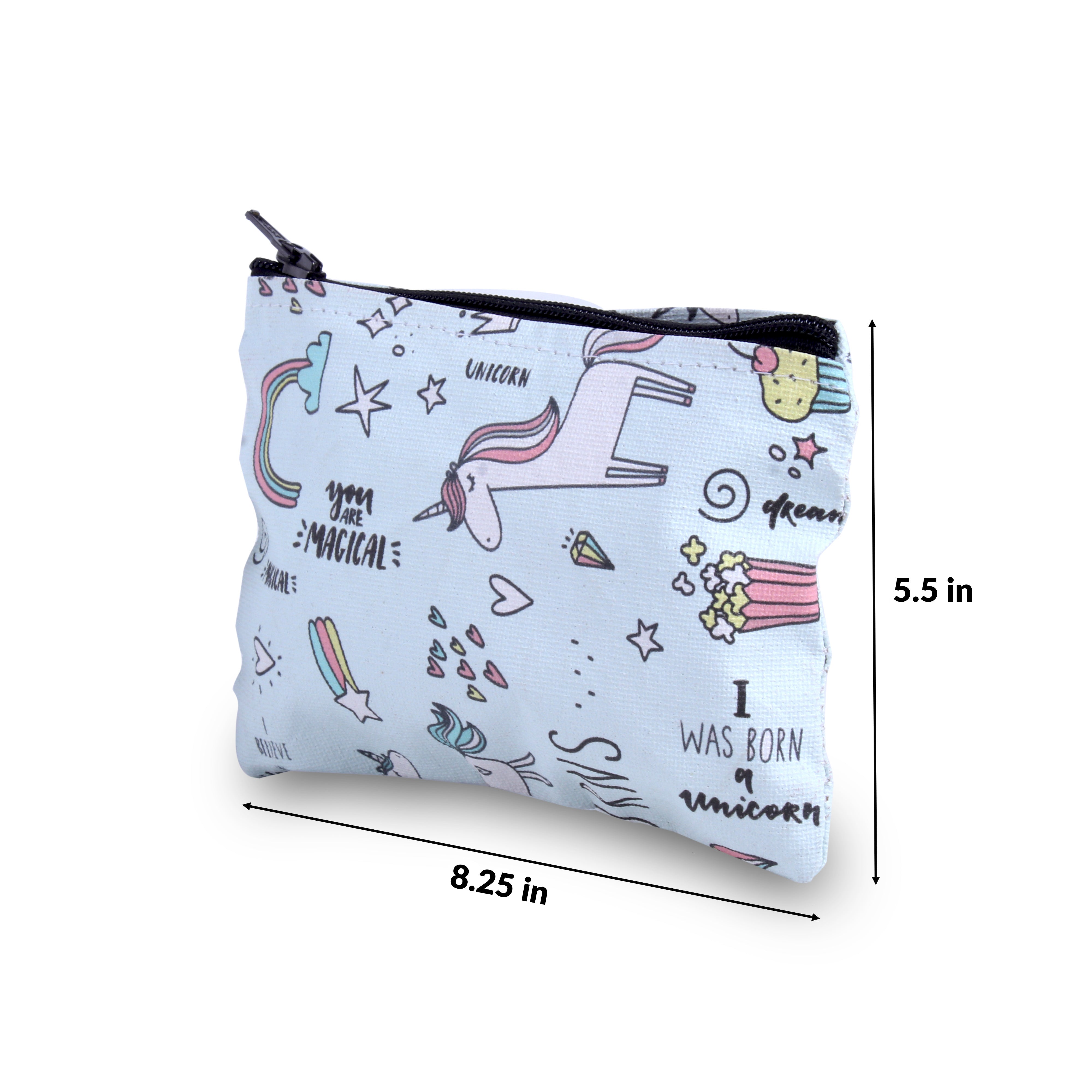 Canvas Printed Zip Pouch Magical Unicorn 8.25 X 5.5inch Approx1 pc