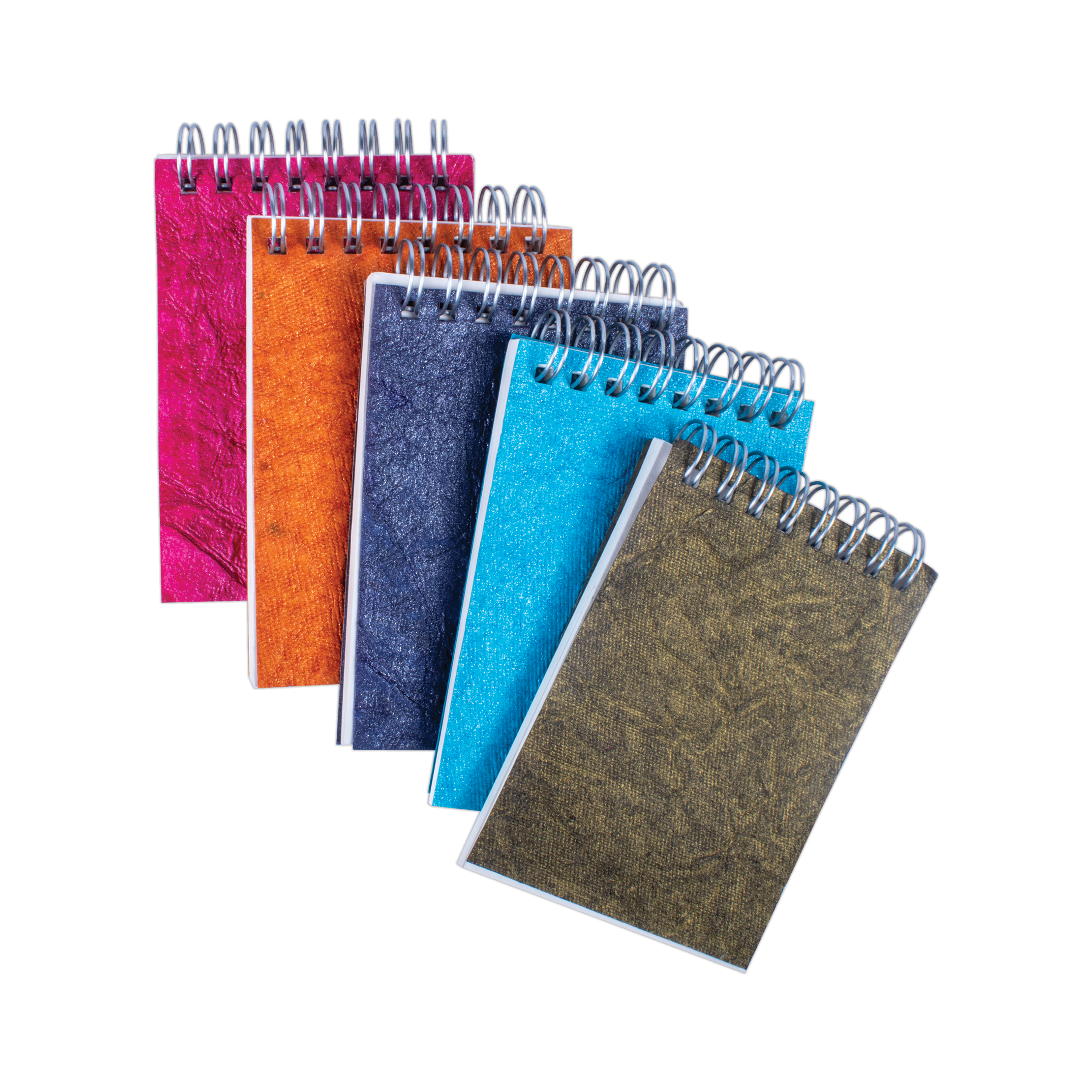 Simply Chic Spiral Bound Sketchbook Set with Assorted Leather Paper Cover | 7.5 X 10.5cm | 115gsm - 40Pages - Pack of 5