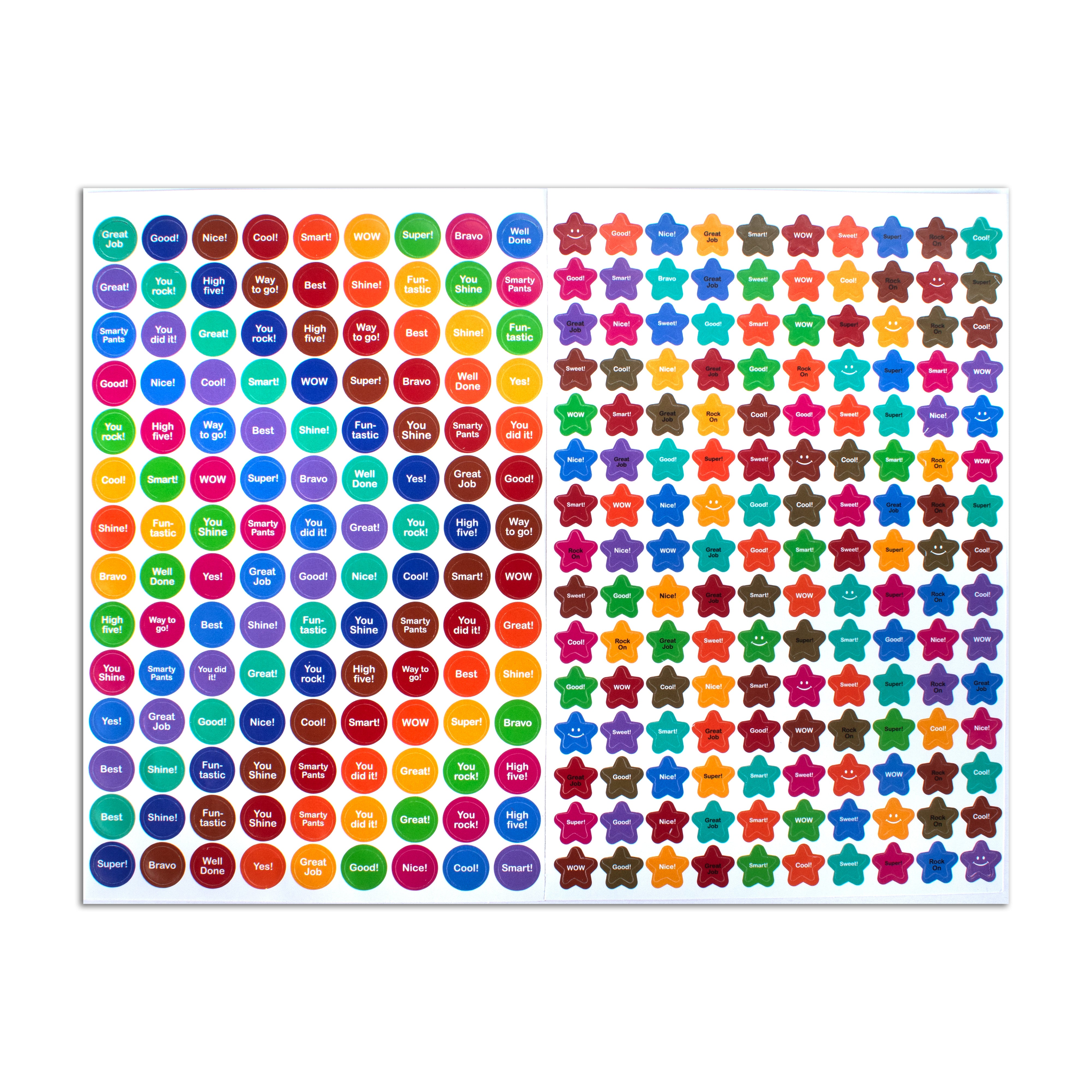 Reward Stickers - Star and Round Shapes 276 Stickers (Approx) 2Sheet