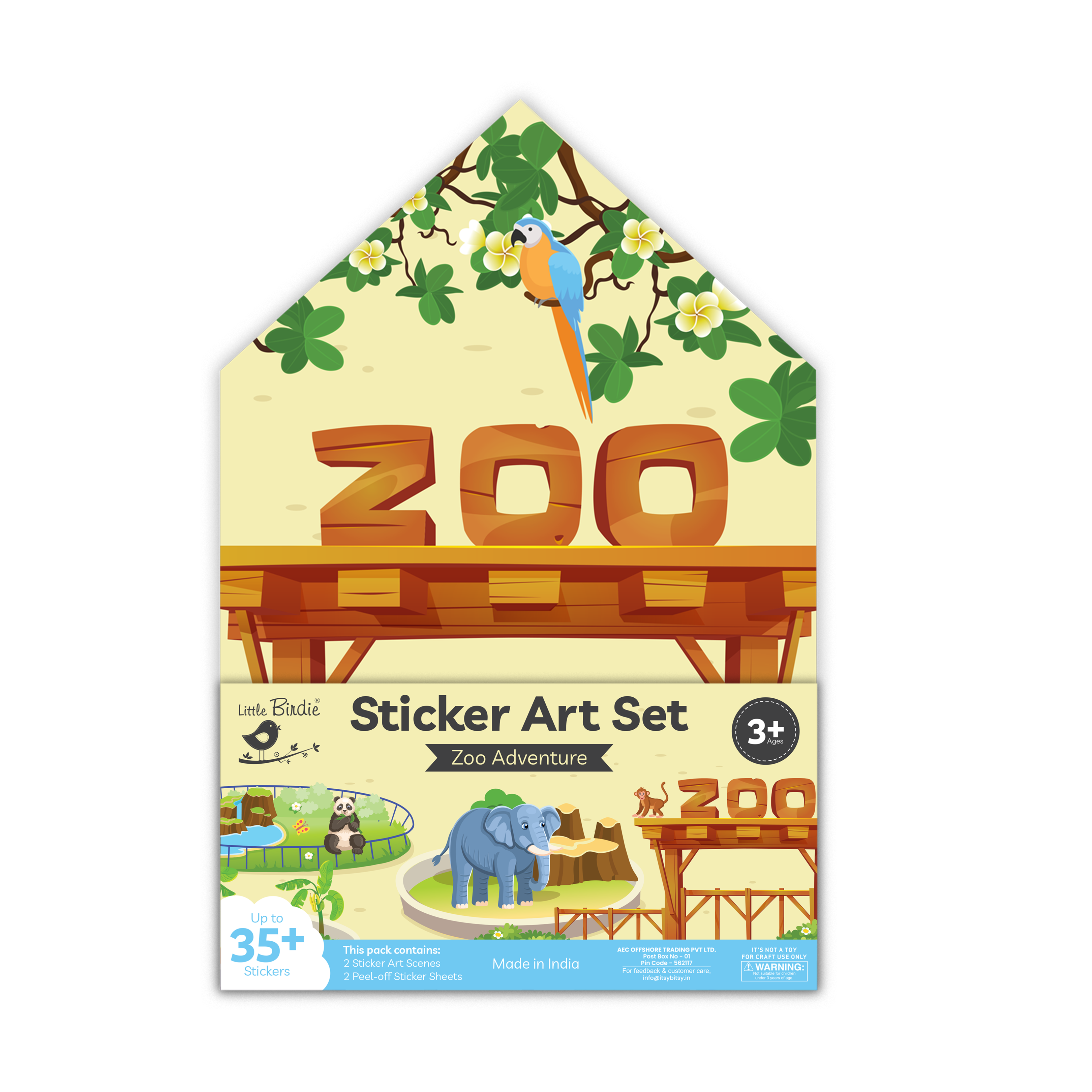 Sticker art set Zoo Approx 11.5 x 7.75inch 2Sheets