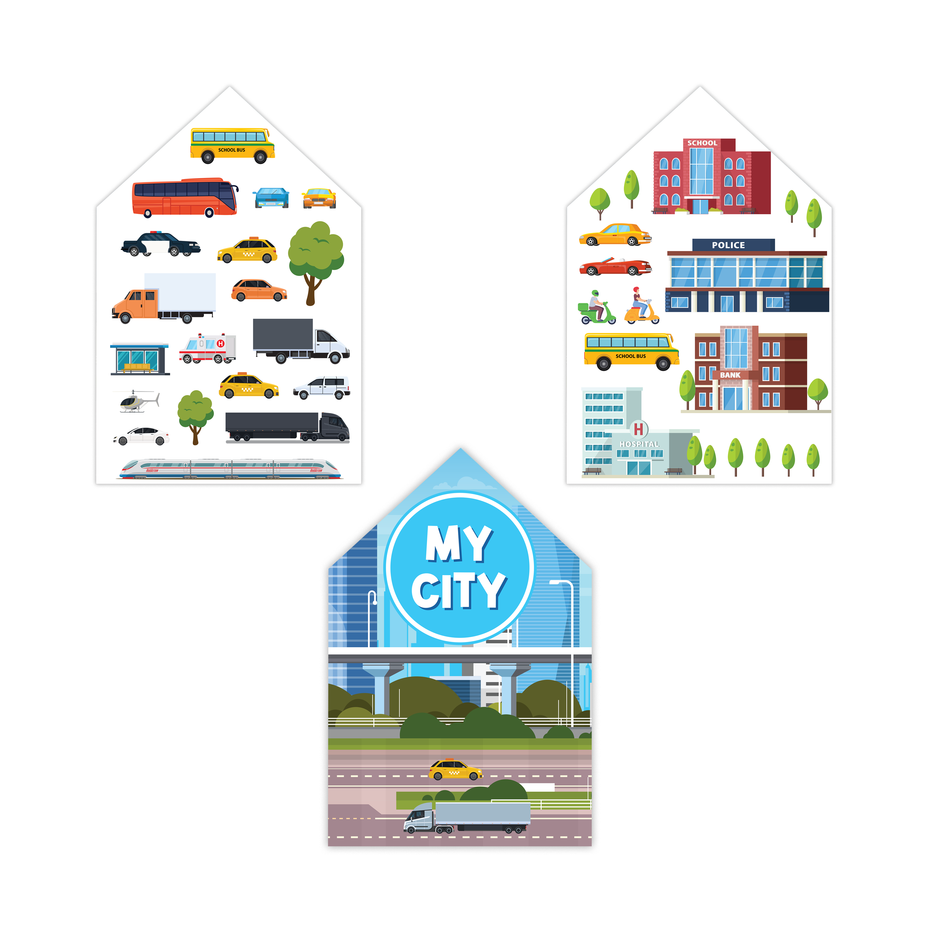 Sticker art set My City Approx 11.5 x 7.75inch 2 Sheets