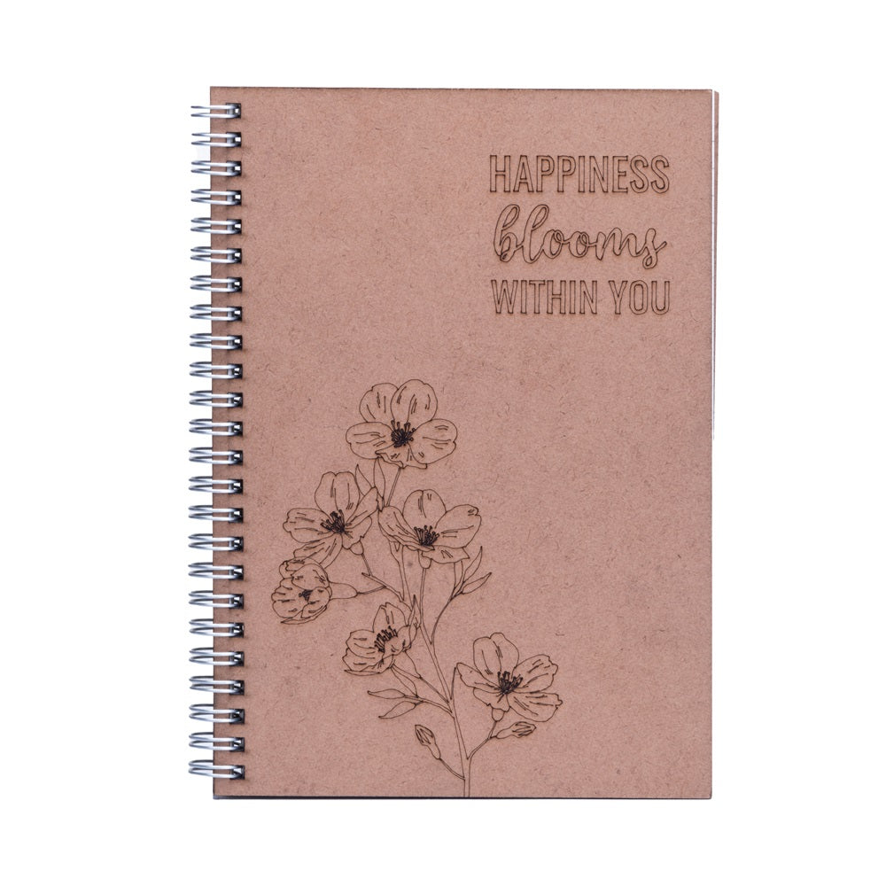 Wire-O Notebook with Pre-marked MDF Cover Happiness Blooms 115gsm Arti ...