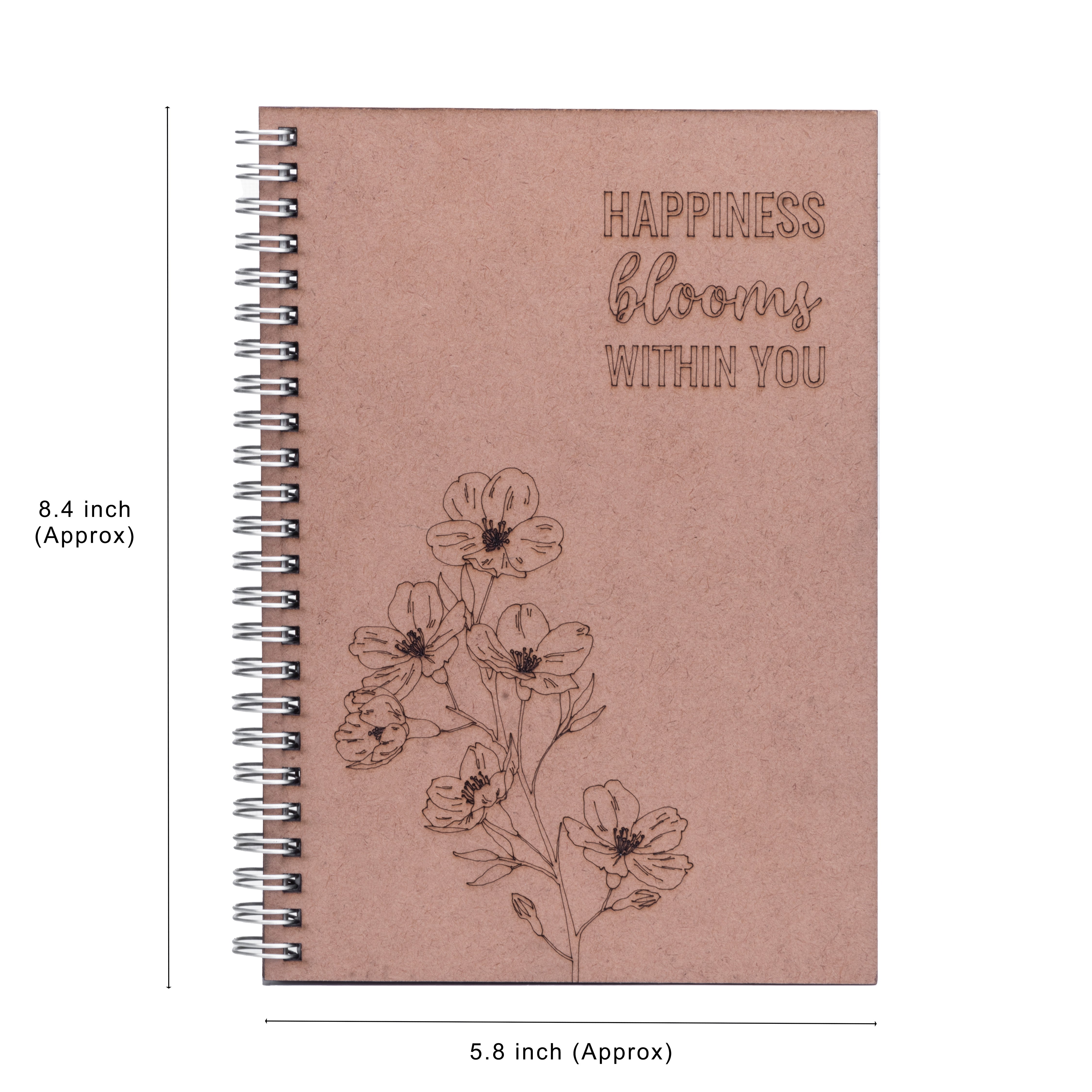 Wire-O Notebook with Pre-marked MDF Cover Happiness Blooms 115gsm Artist Paper 80 pages 1Book