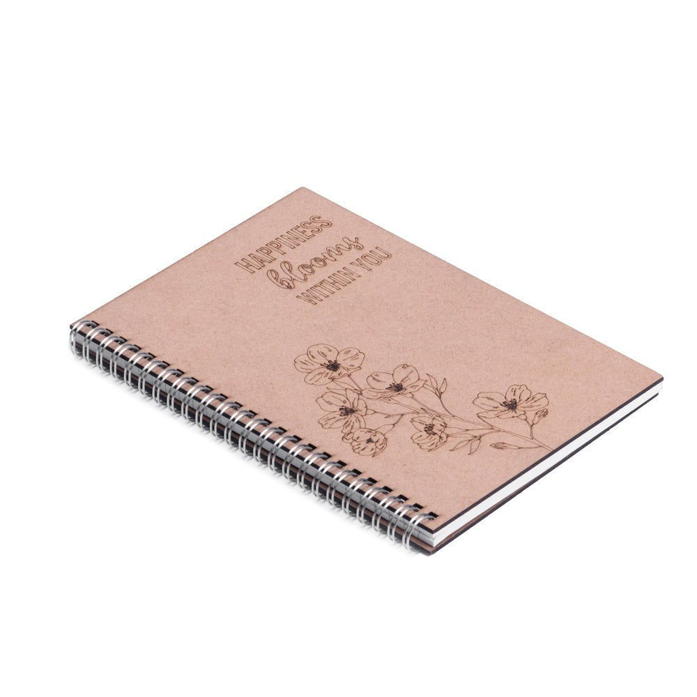 Wire-O Notebook with Pre-marked MDF Cover Happiness Blooms 115gsm Artist Paper 80 pages 1Book