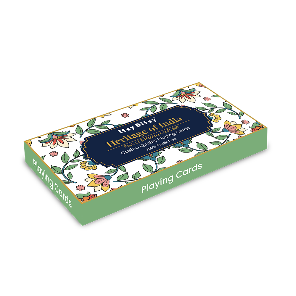 Heritage of India Playing Cards Timeless Artistry Pack of 3 in Pine MDF Box with Latch 1Box