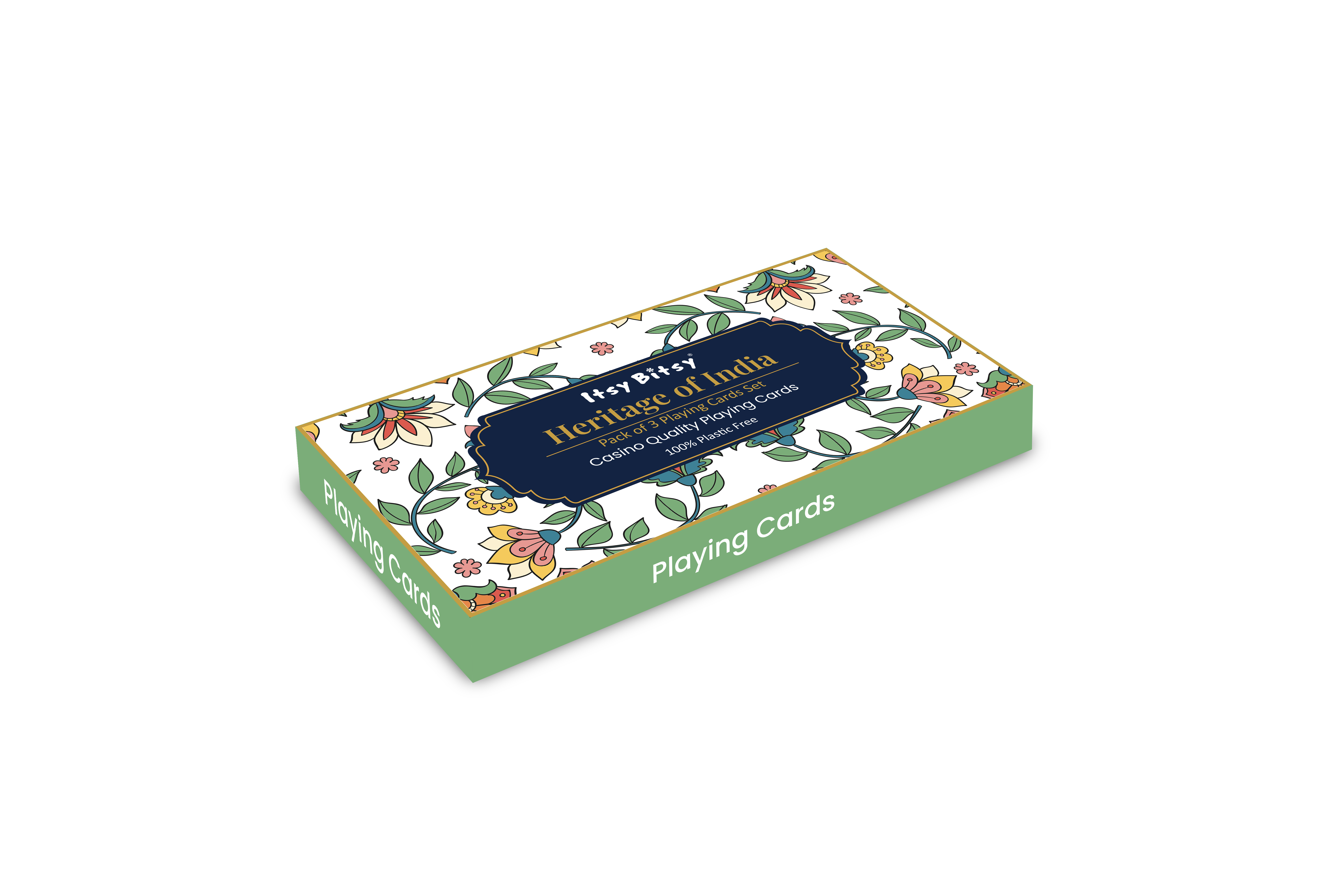Heritage of India Playing Cards Timeless Artistry Pack of 3 in Pine MDF Box with Latch 1Box