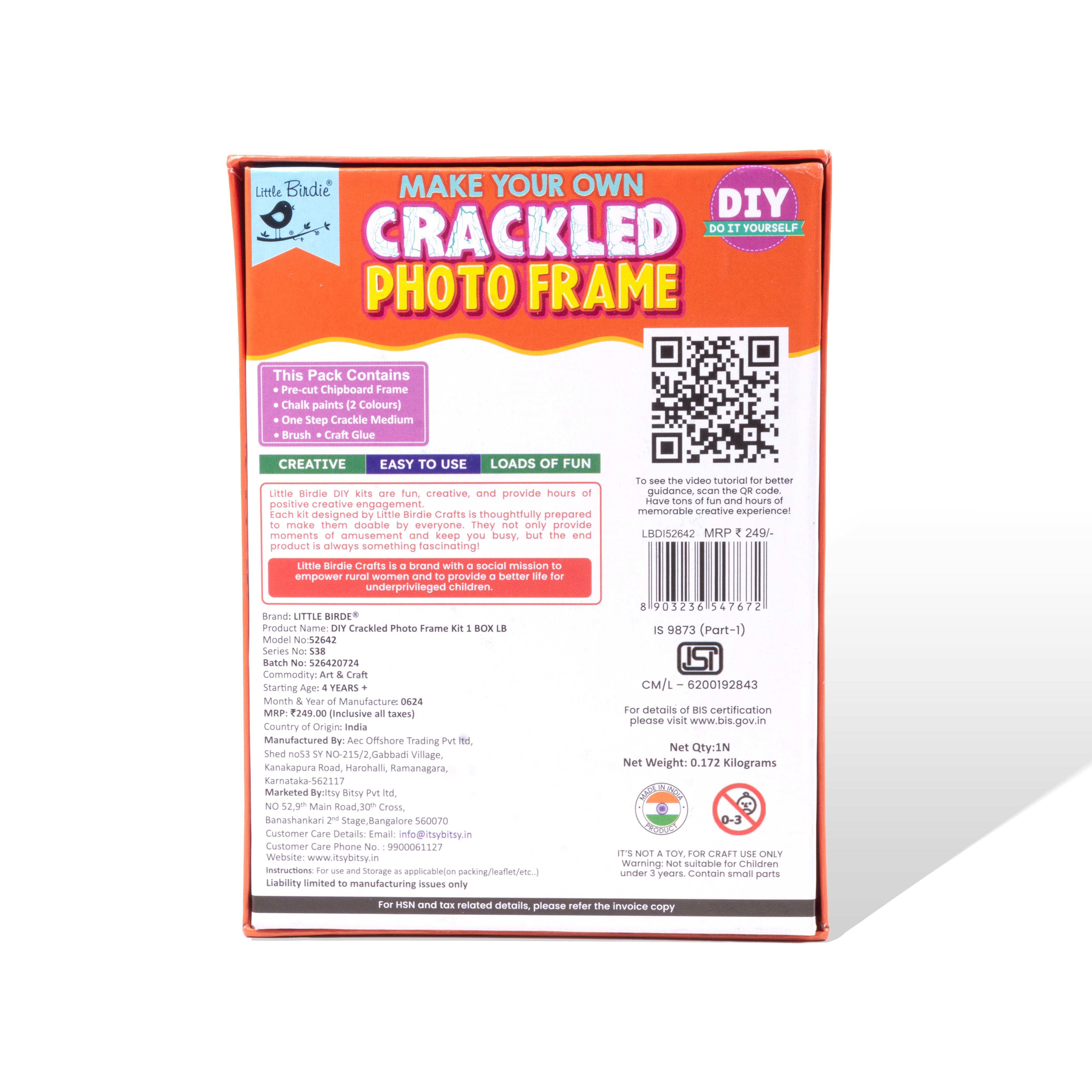 Diy Crackled Photo Frame Kit 1pc Box