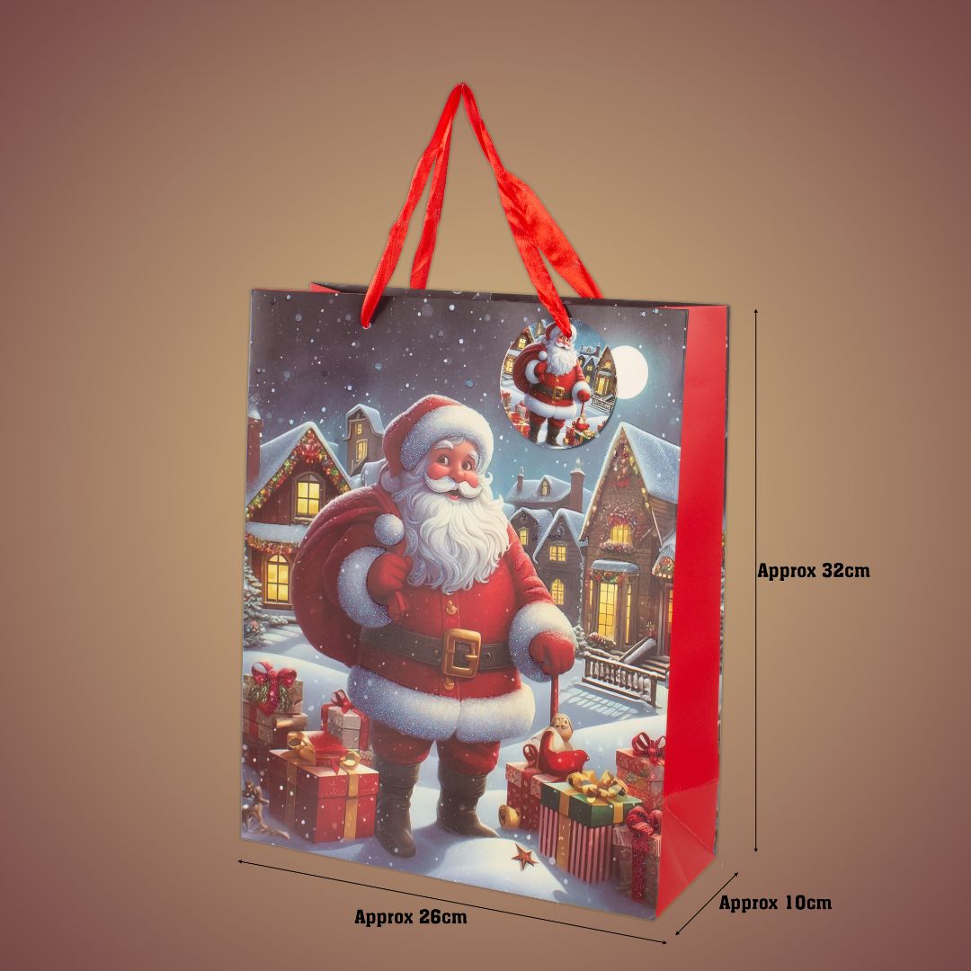 Christmas Gift Bag With Glitter Gifts from Santa 26 X 10 X 32cm 1pc