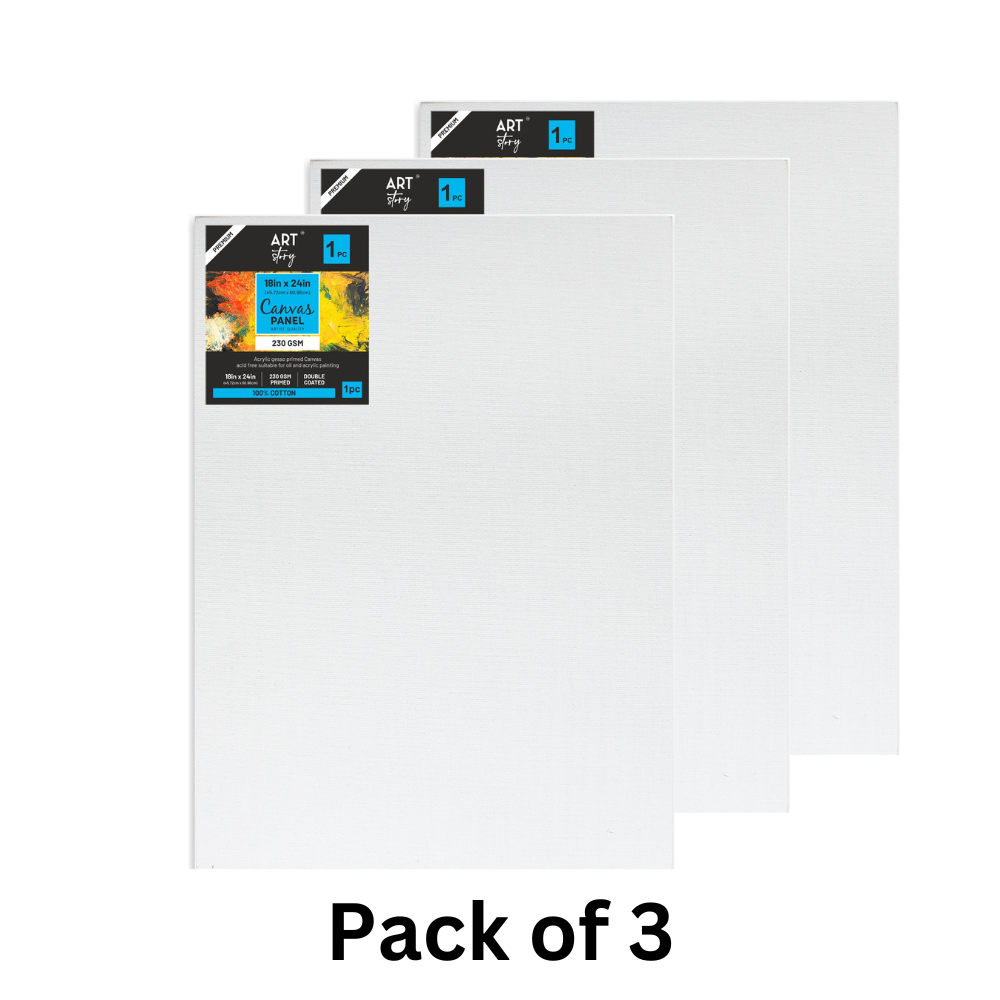 Canvas Panel 18 X 24Inch 3Mm Thick Mdf Board 1Pc (Pack of 3)