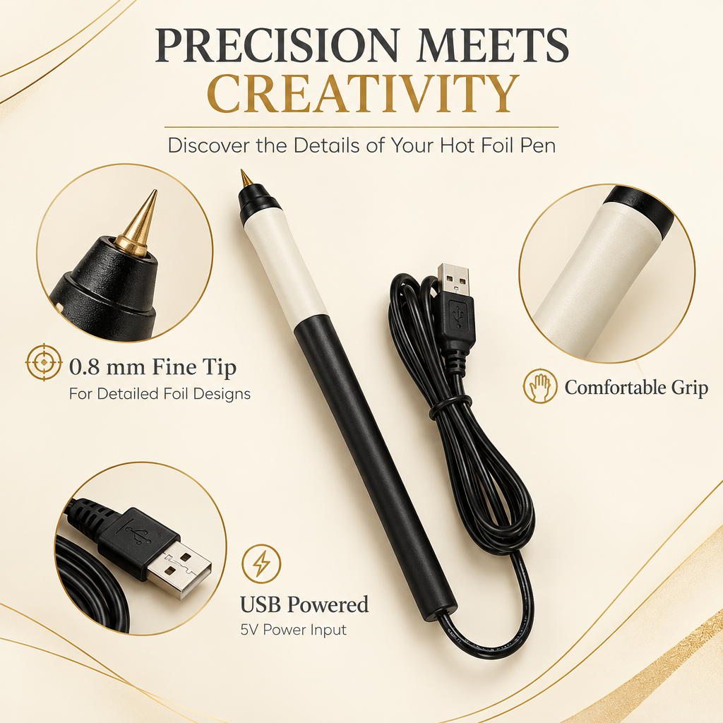 Hot Foil Calligraphy Pen with Gold and Rose Gold Sheet USB Powered 1Box