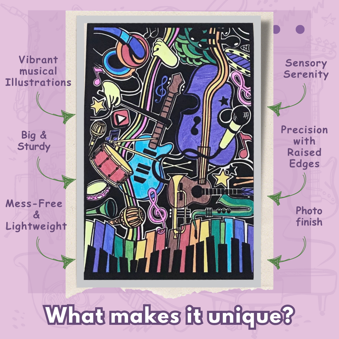 Velvet Colouring Canvas Melodies of Music L38 X W25cm 1pc