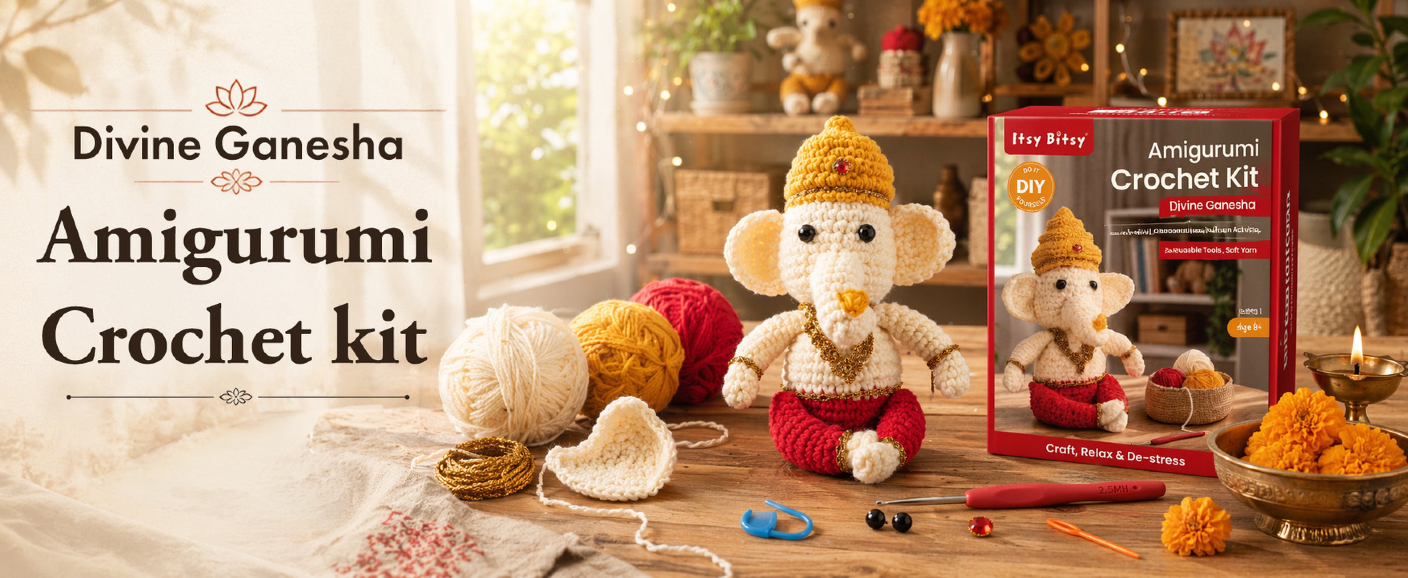 DIY Amigurumi Chrochet Kit Ganesha 1 BOX