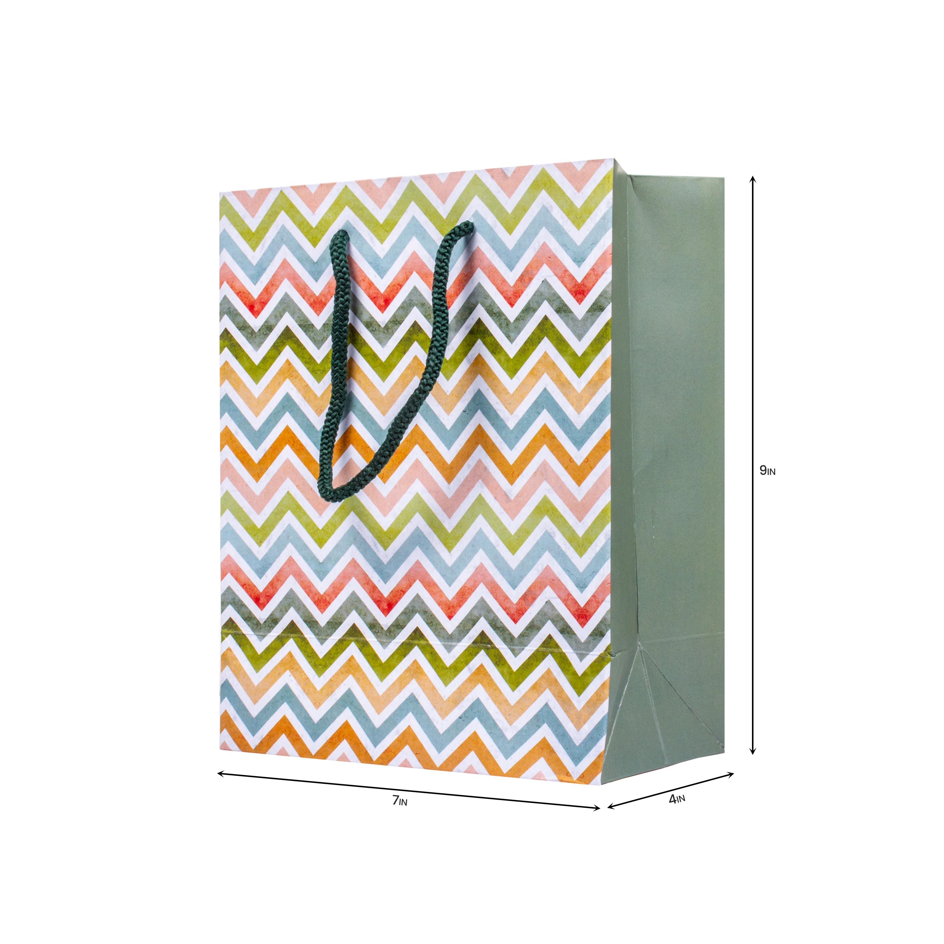 Gift Bag Multicoloured Chevron L9 x W7 x D4inch 1pc