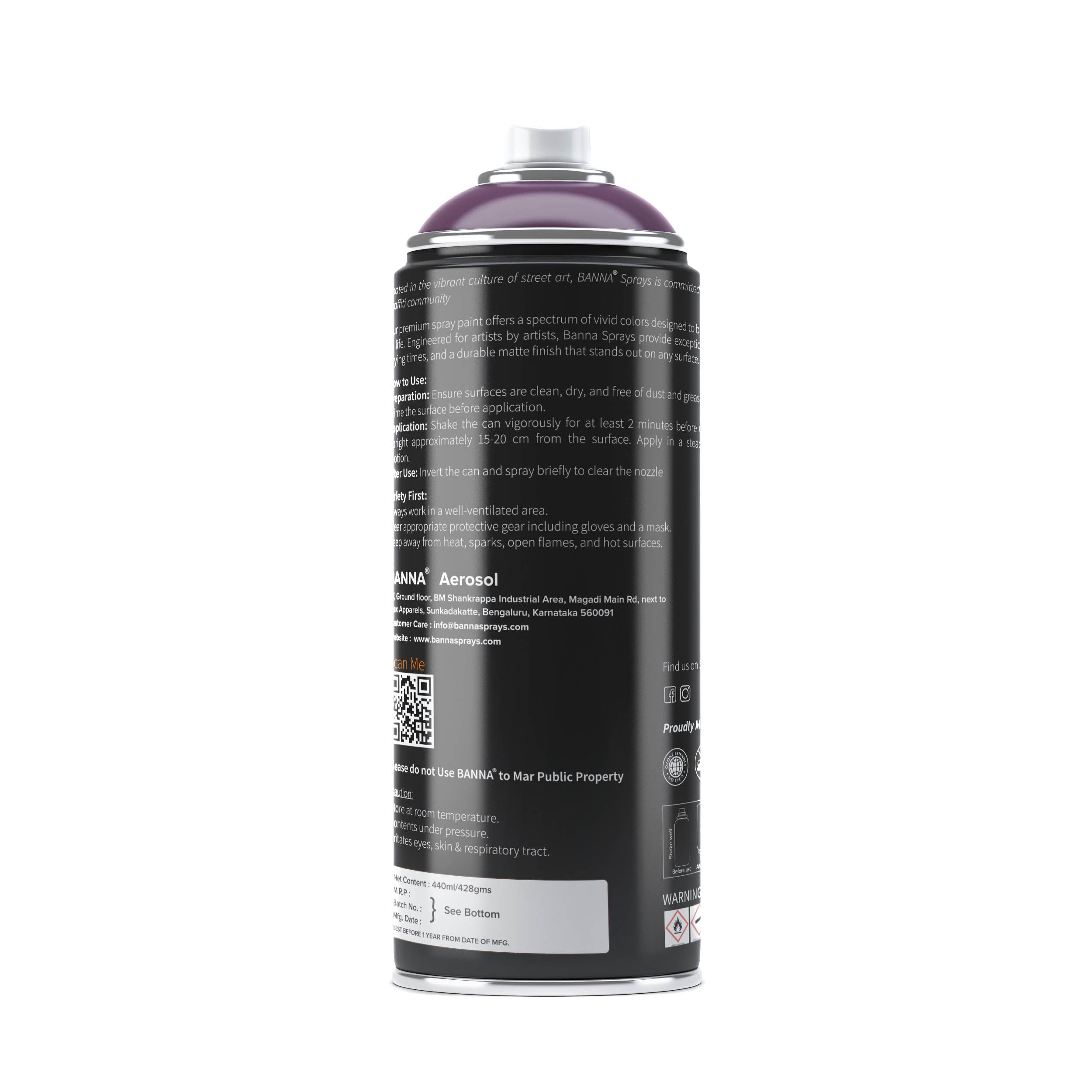 Graffiti Spray Paint Purple Dark 400ml Bottle