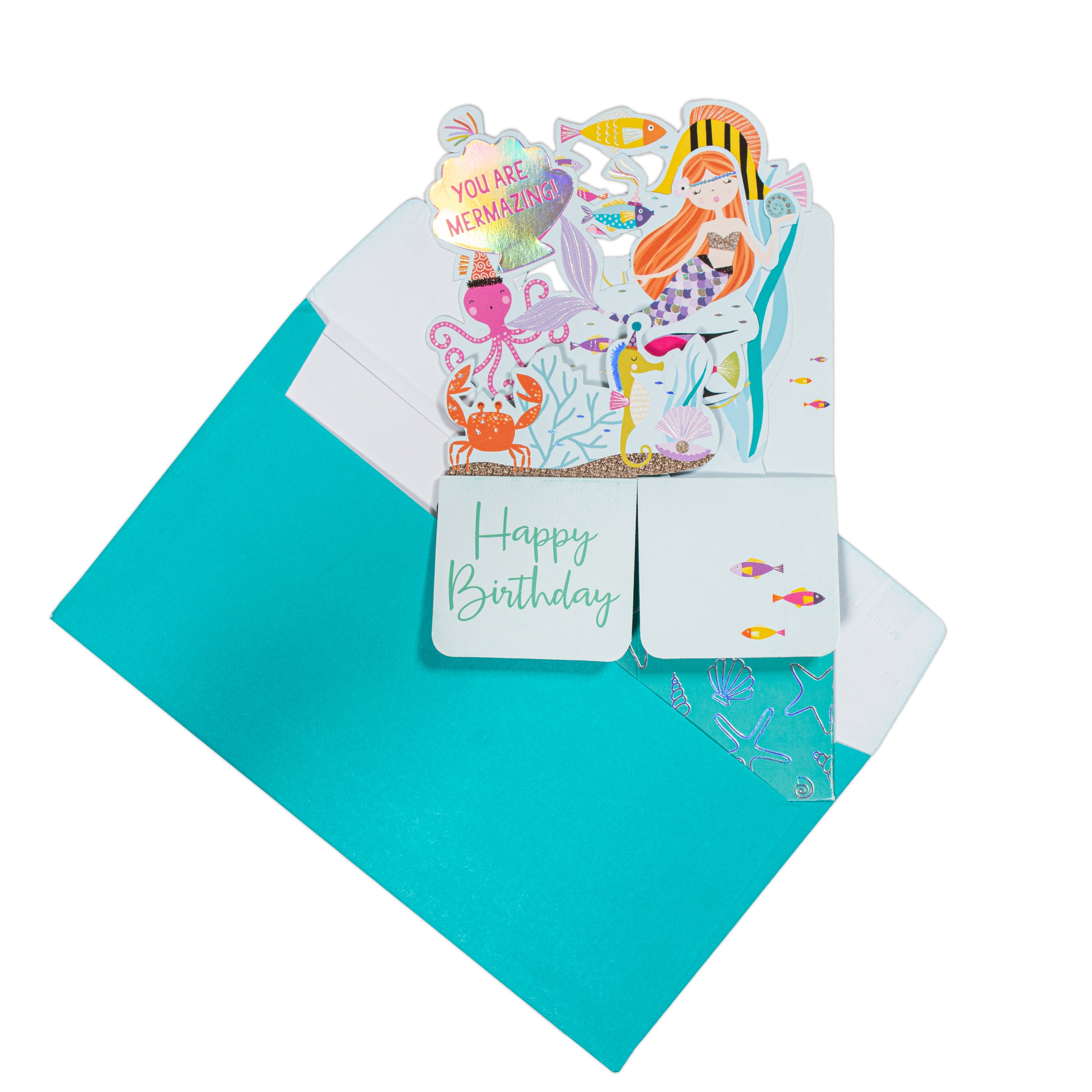 3D Pop Up Birthday Card and Envelope - Mermazing Birthday 1pc