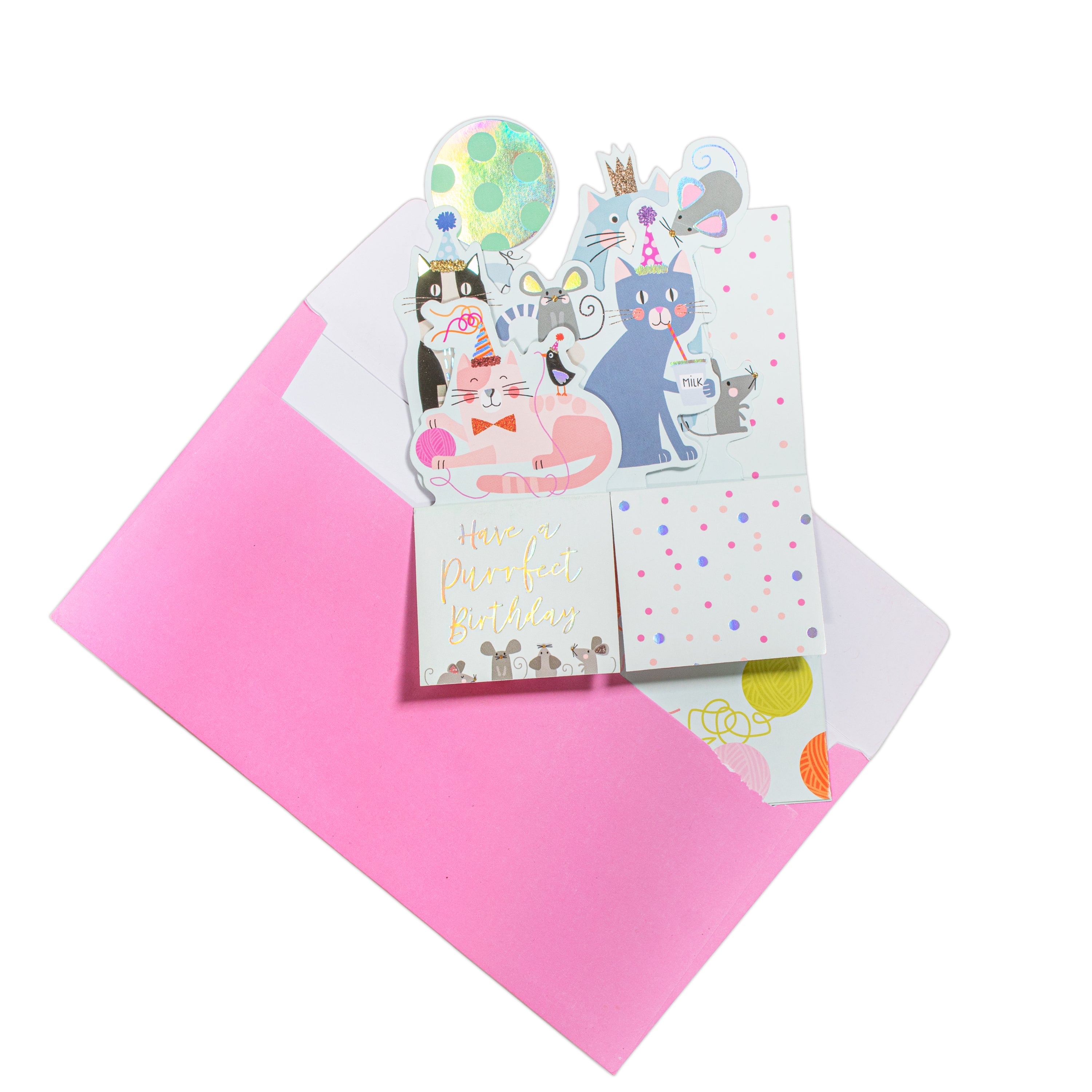 3D Pop Up Birthday Card and Envelope - Purrfect Birthday 1pc