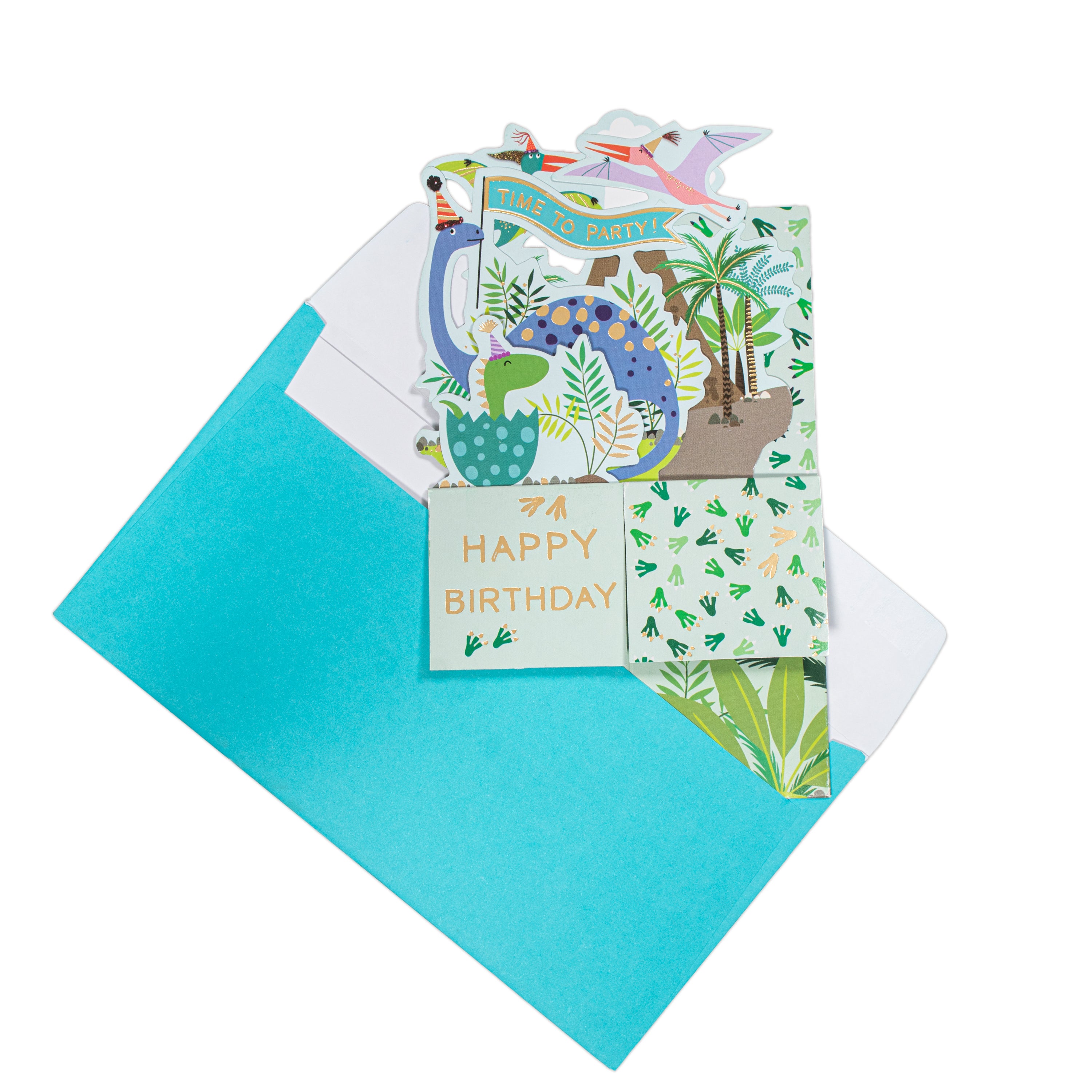 3D Pop Up Birthday Card and Envelope -Time to Party 1pc