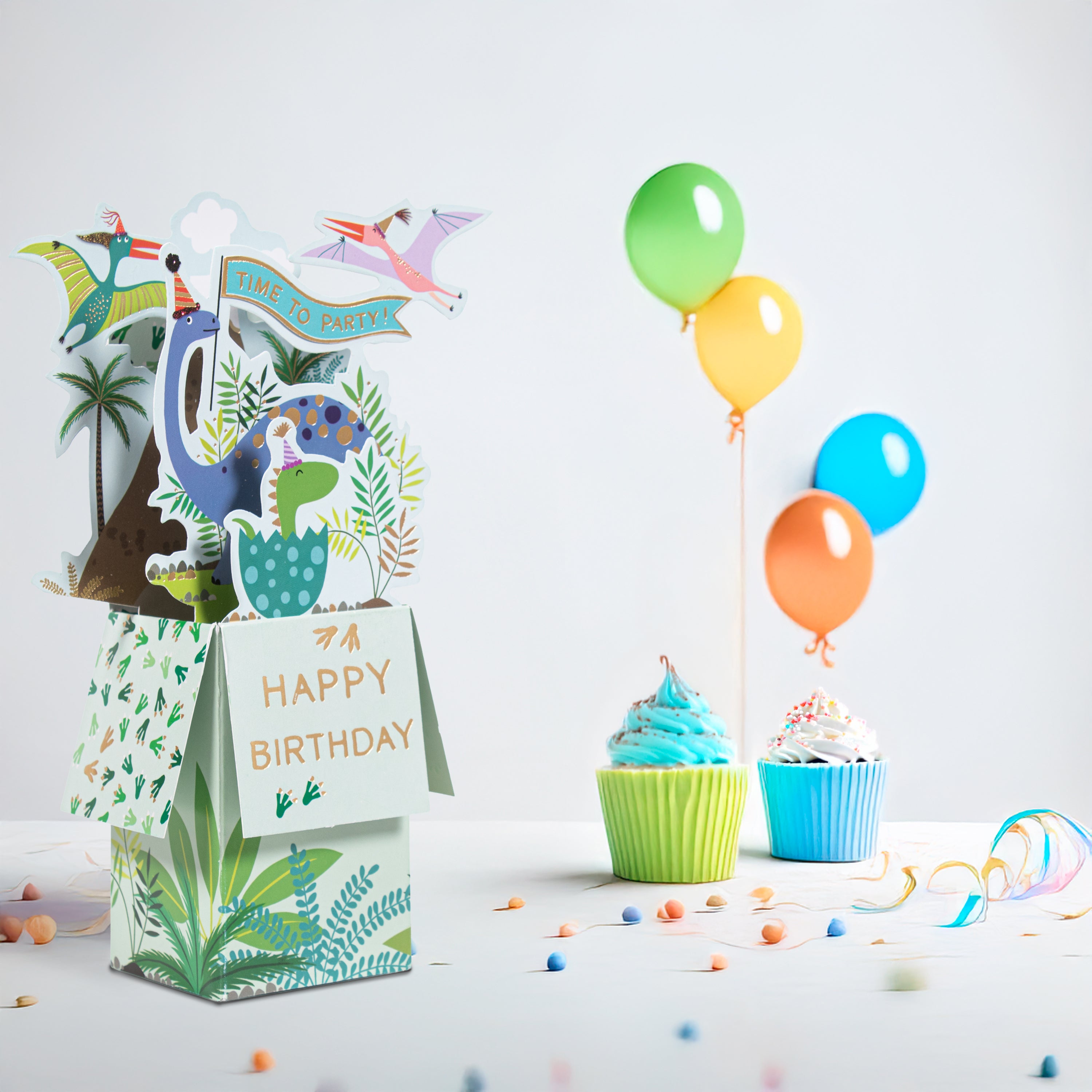 3D Pop Up Birthday Card and Envelope -Time to Party 1pc