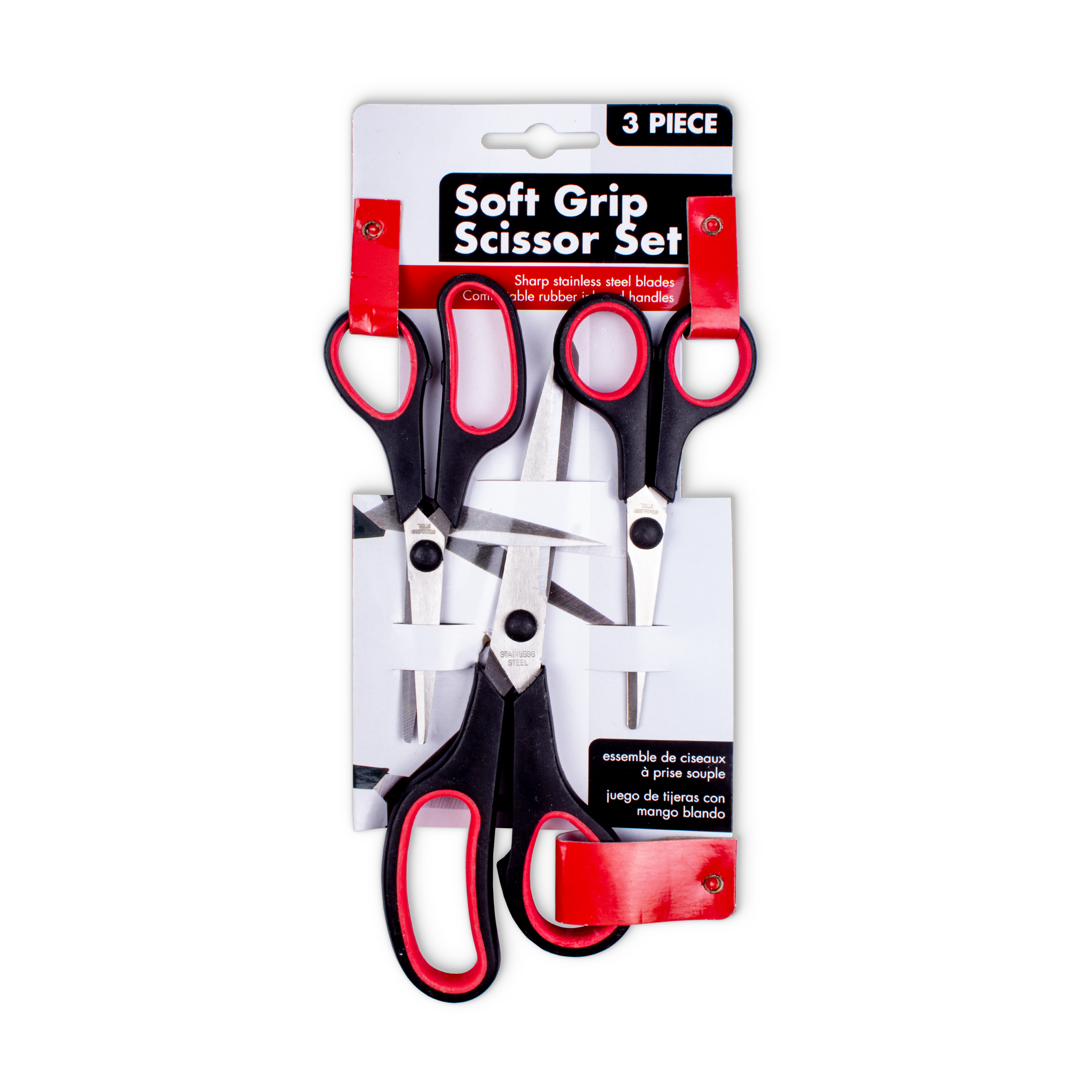 Soft Grip Scissor Set 3Pcs Assorted colours