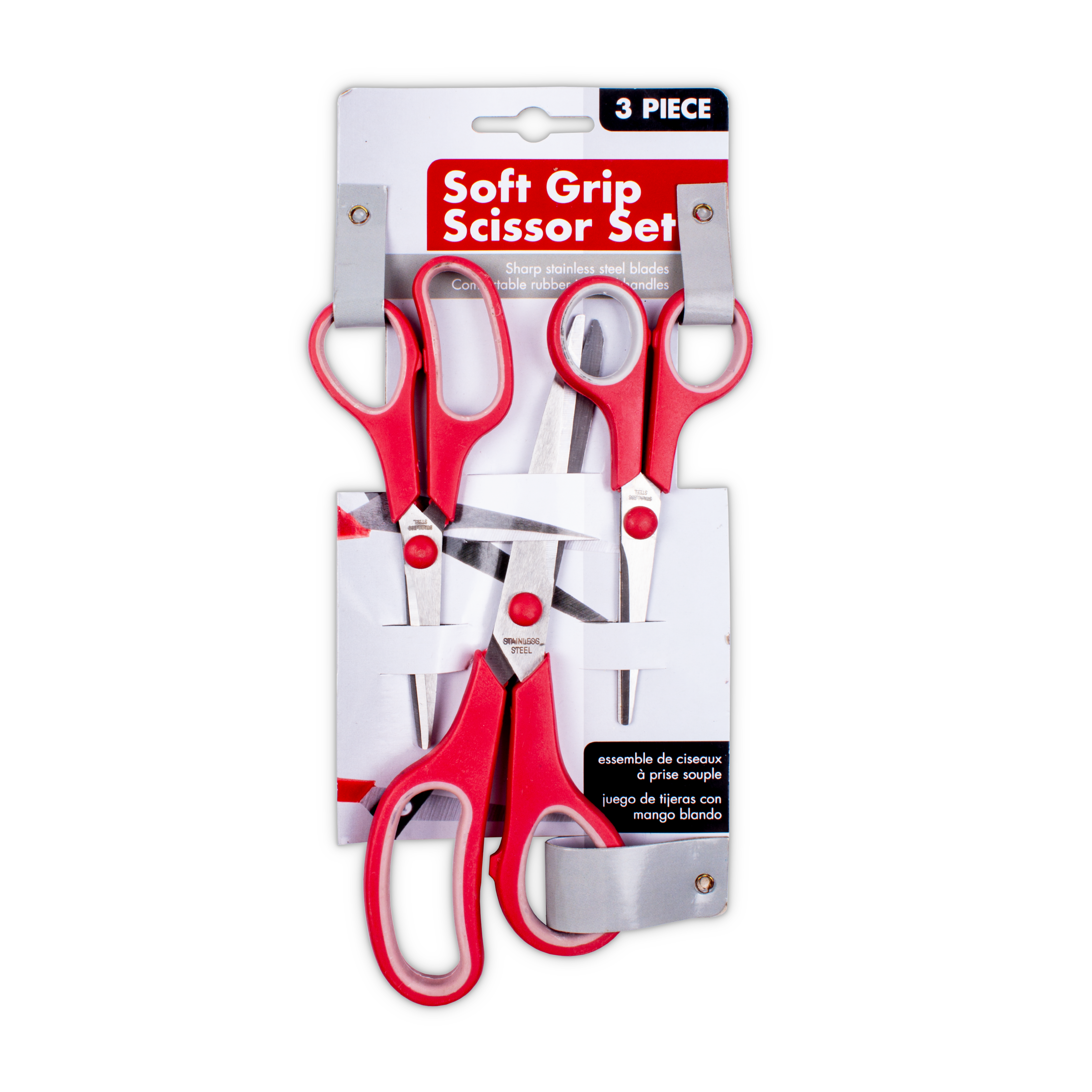 Soft Grip Scissor Set 3Pcs Assorted colours