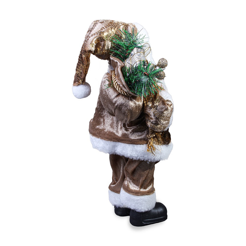 Figurine Christmas Santa Velvet Metallic Assorted 30Cm 1Pc