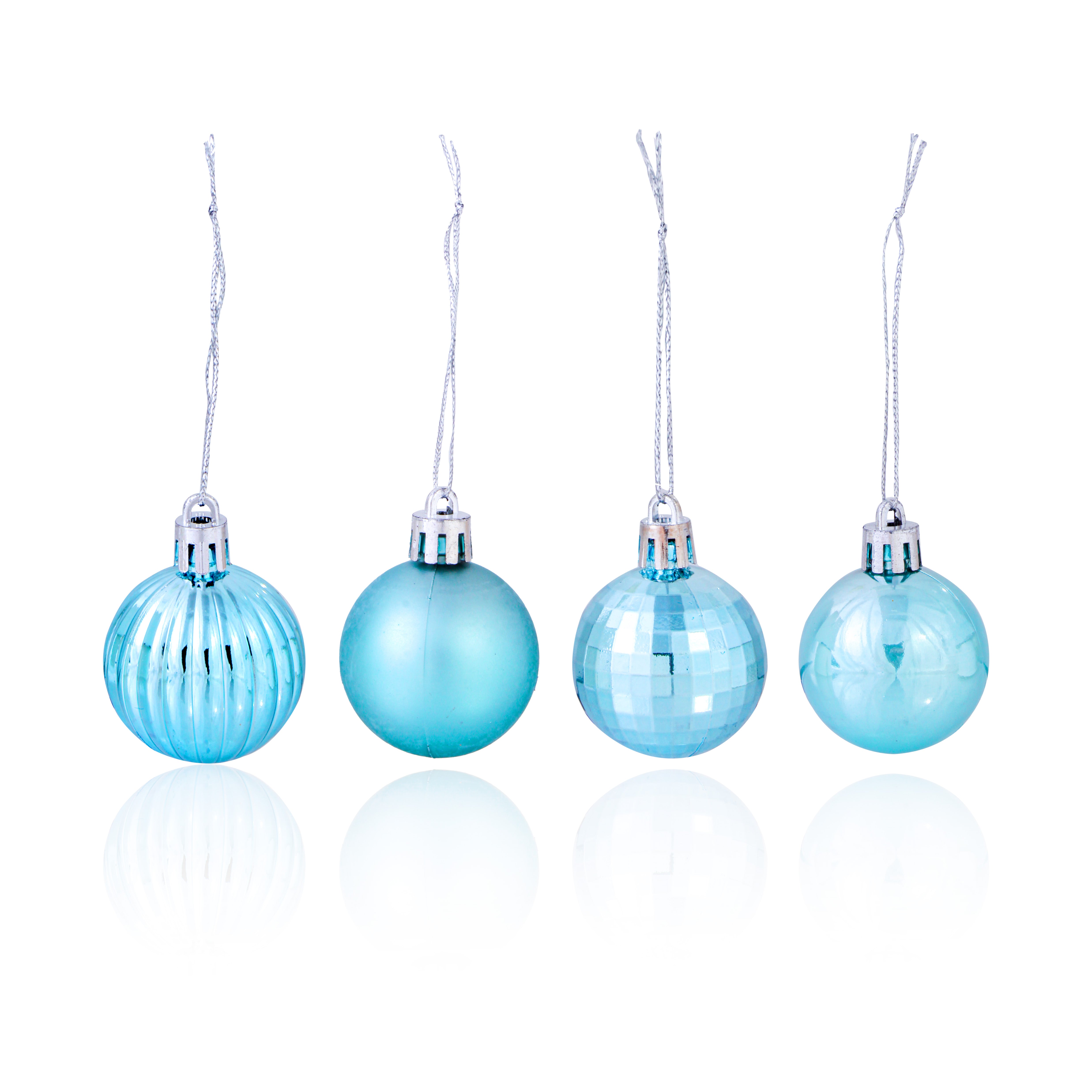 Christmas Baubles Aqua 40Mm 24Pc Acetate