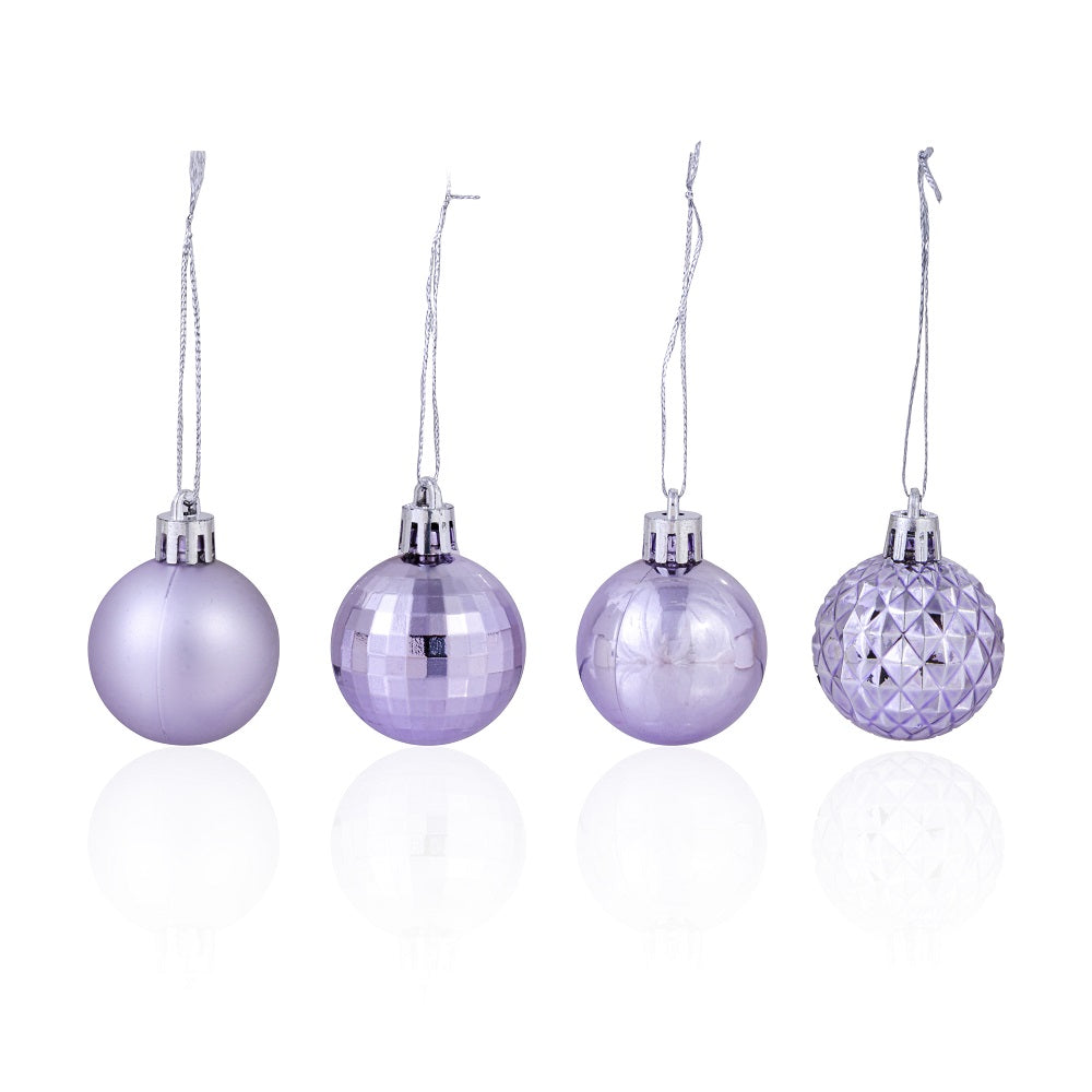 Christmas Baubles Lilac 40Mm 24Pc Acetate