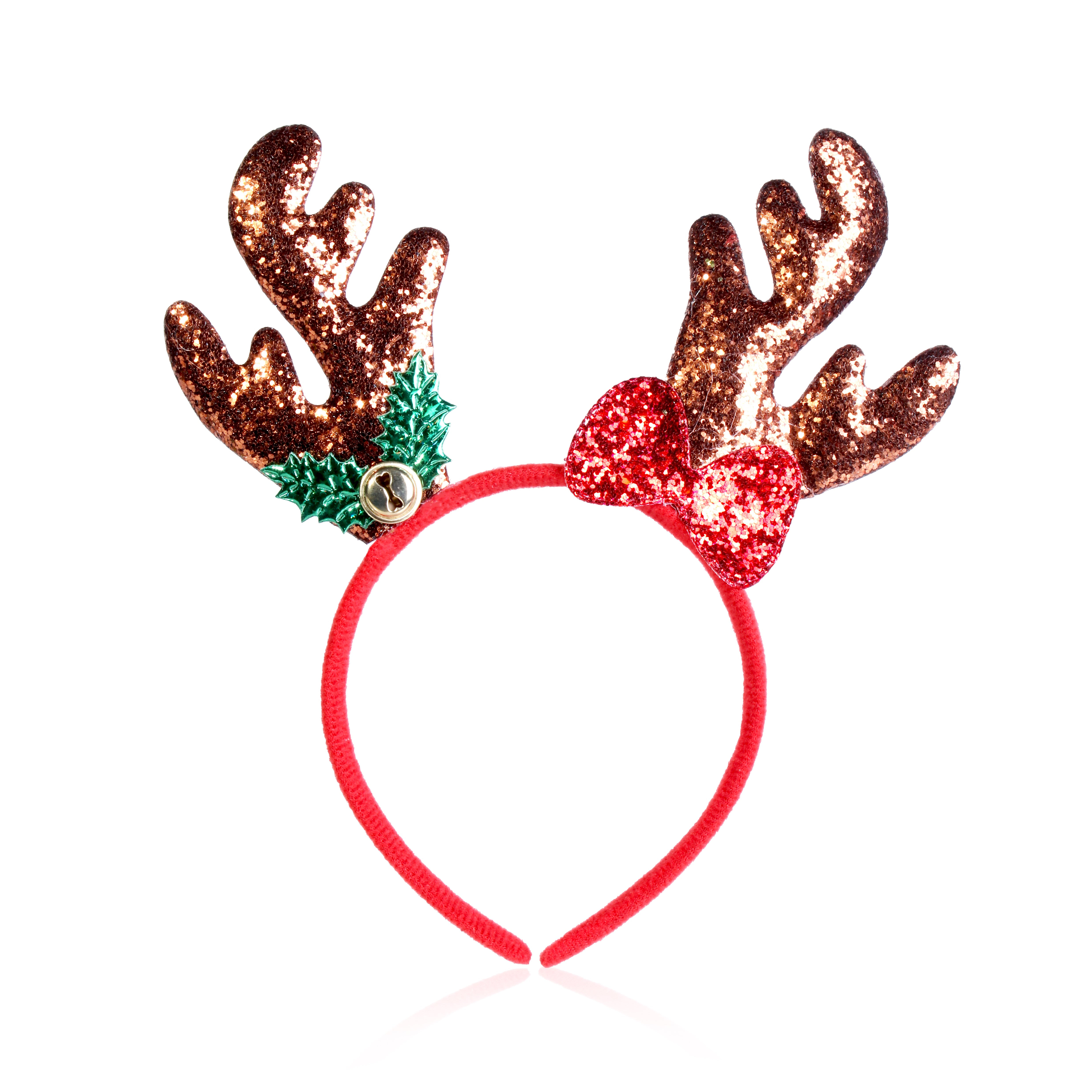 Glitter Headband Antlers Holly Bow Assorted 1Pc