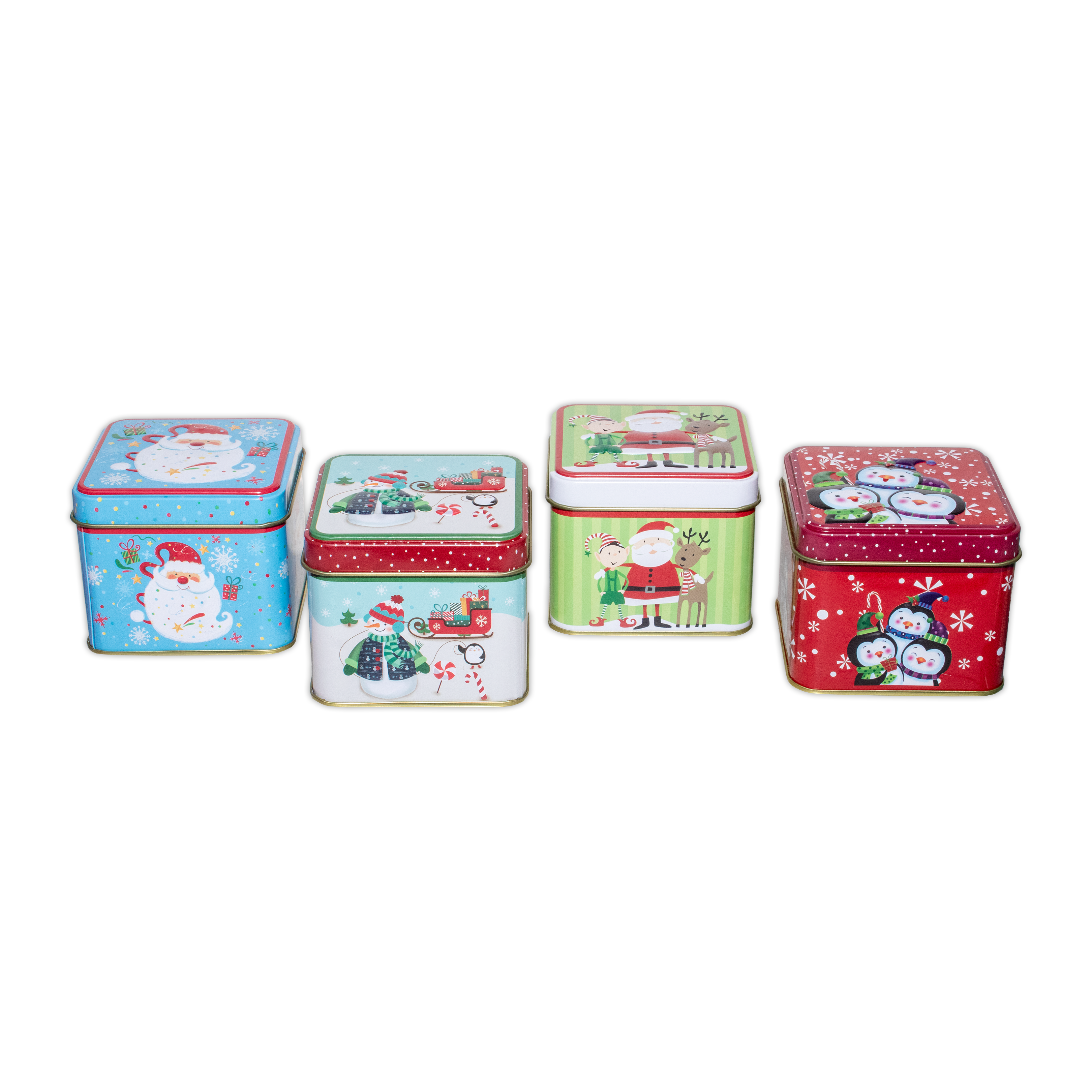 Christmas Mini Storage Tin Square Assorted 1Pc