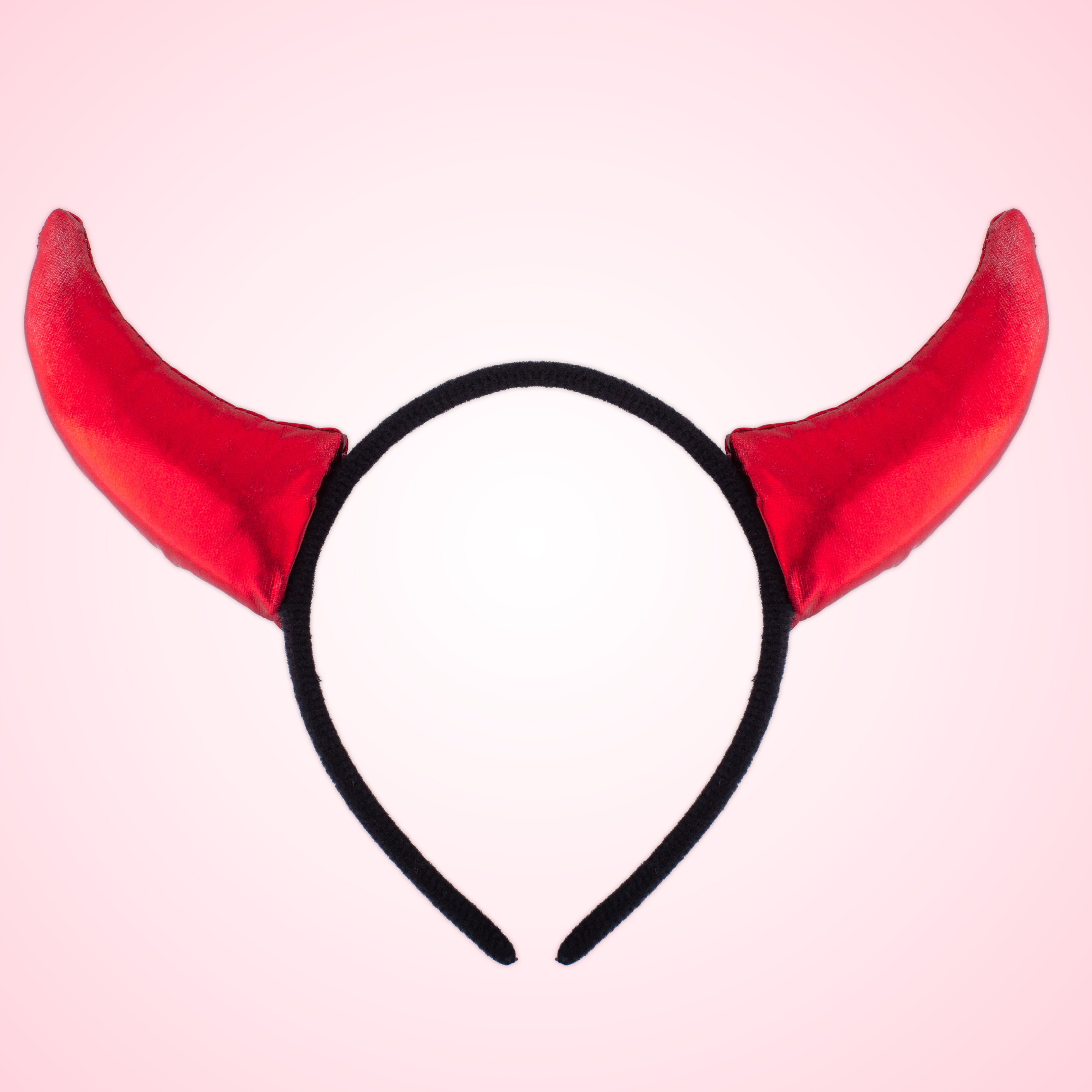 Devil Horn Hair Band Shimmery Red 1pc