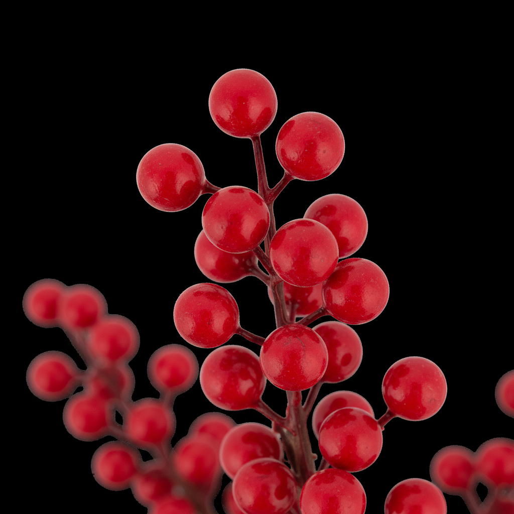 Christmas Decor Glossy Berry Stem Red 30cm 1pc