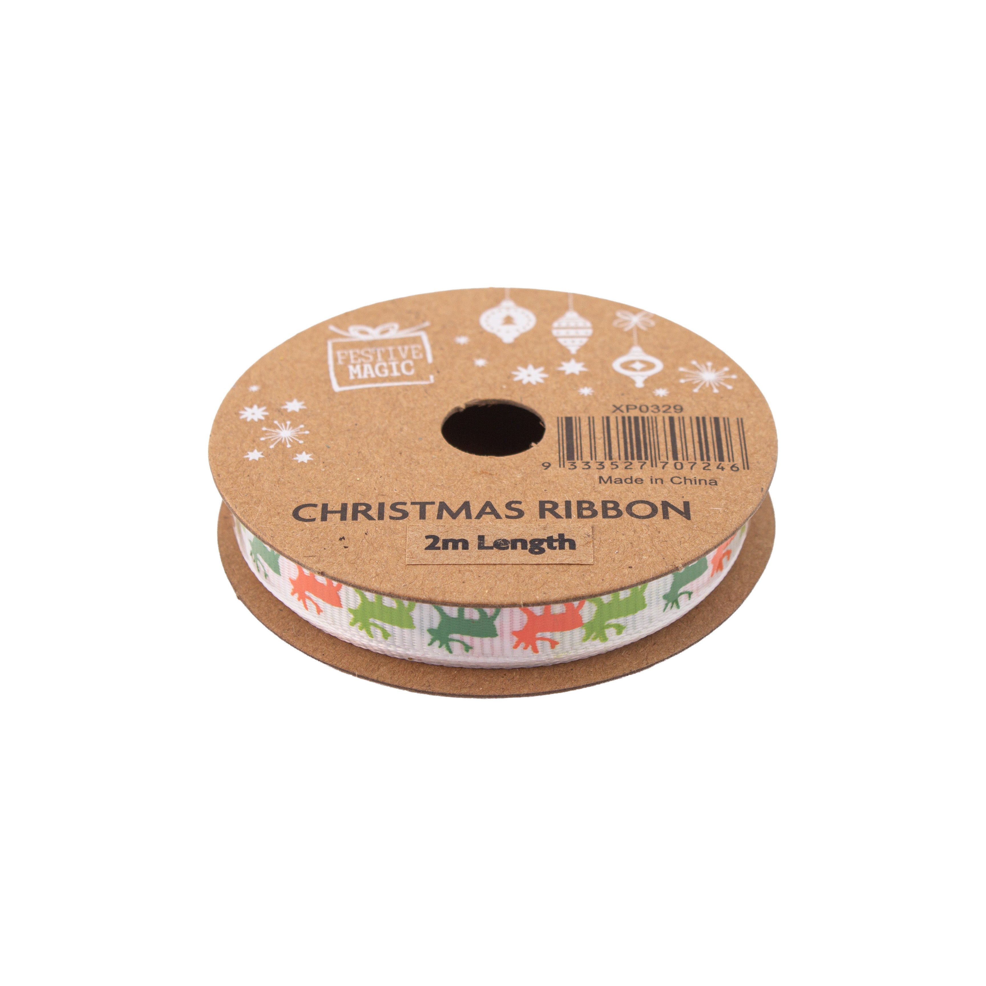 Christmas Ribbon Assorted 10mm X 2m 1 Roll
