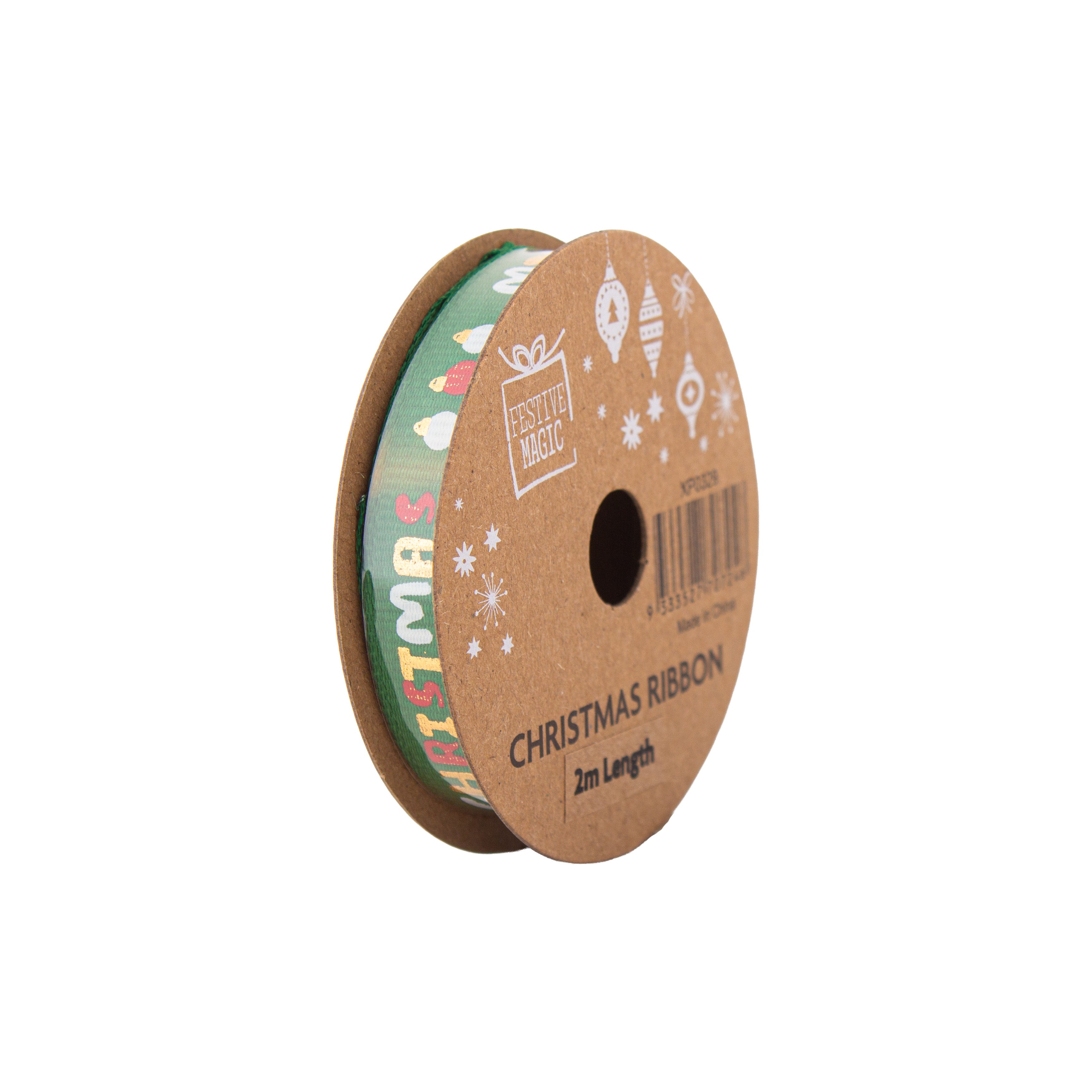 Christmas Ribbon Festive Cheer 10mm X 2m 4 Roll