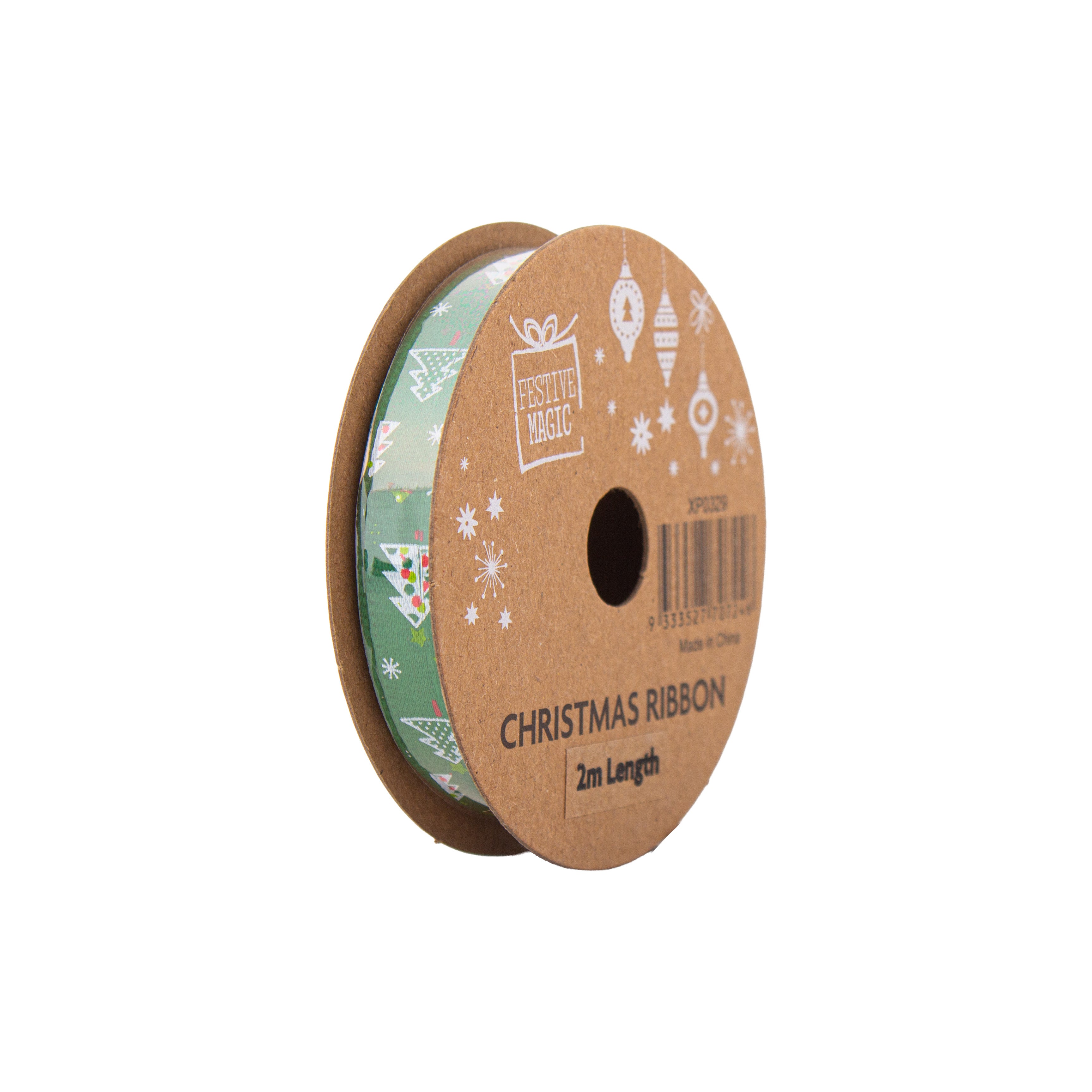 Christmas Ribbon Festive Cheer 10mm X 2m 4 Roll