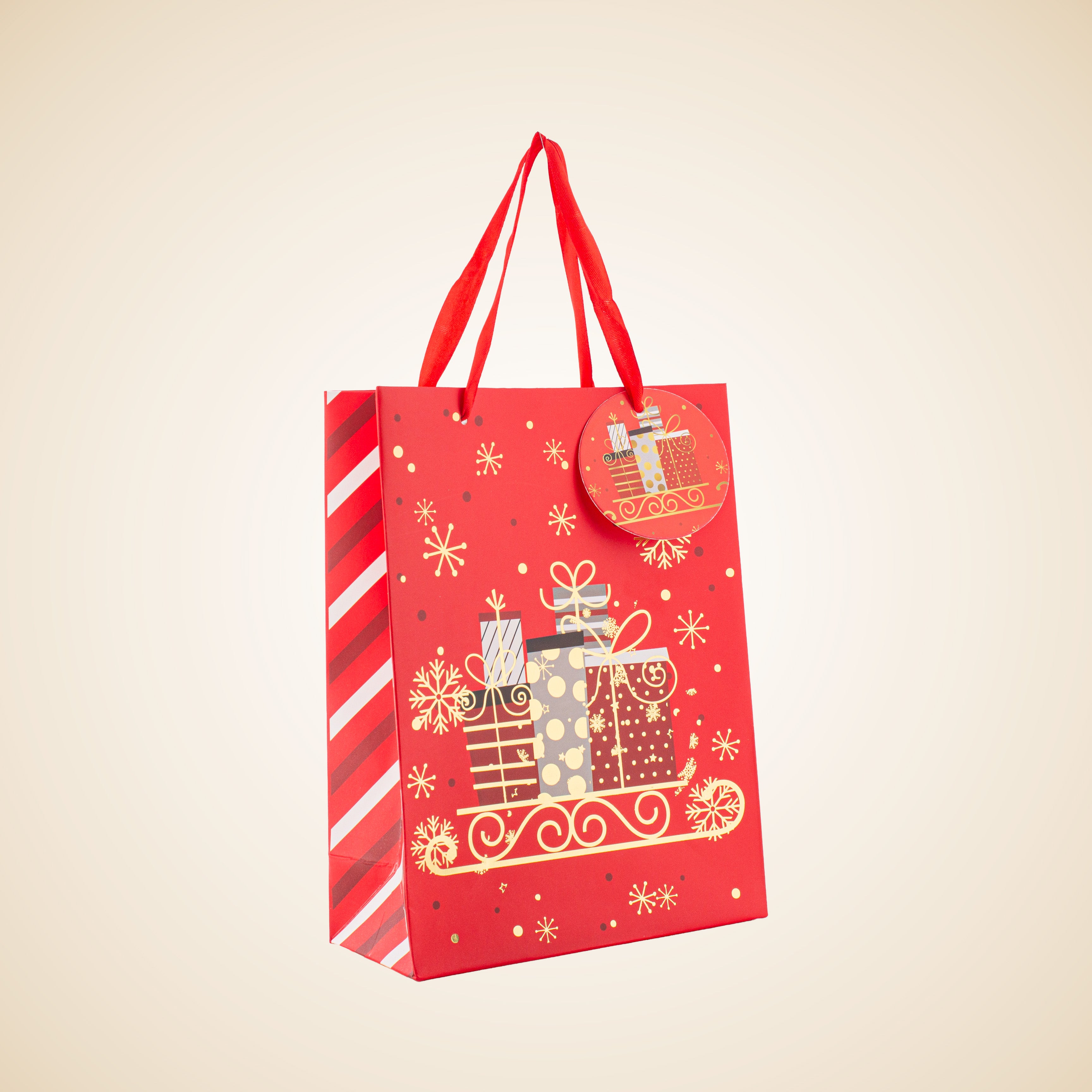Christmas Gift Bag With Gold Foil Detailing Festive Gifts 26 X 10 X 32cm 1pc