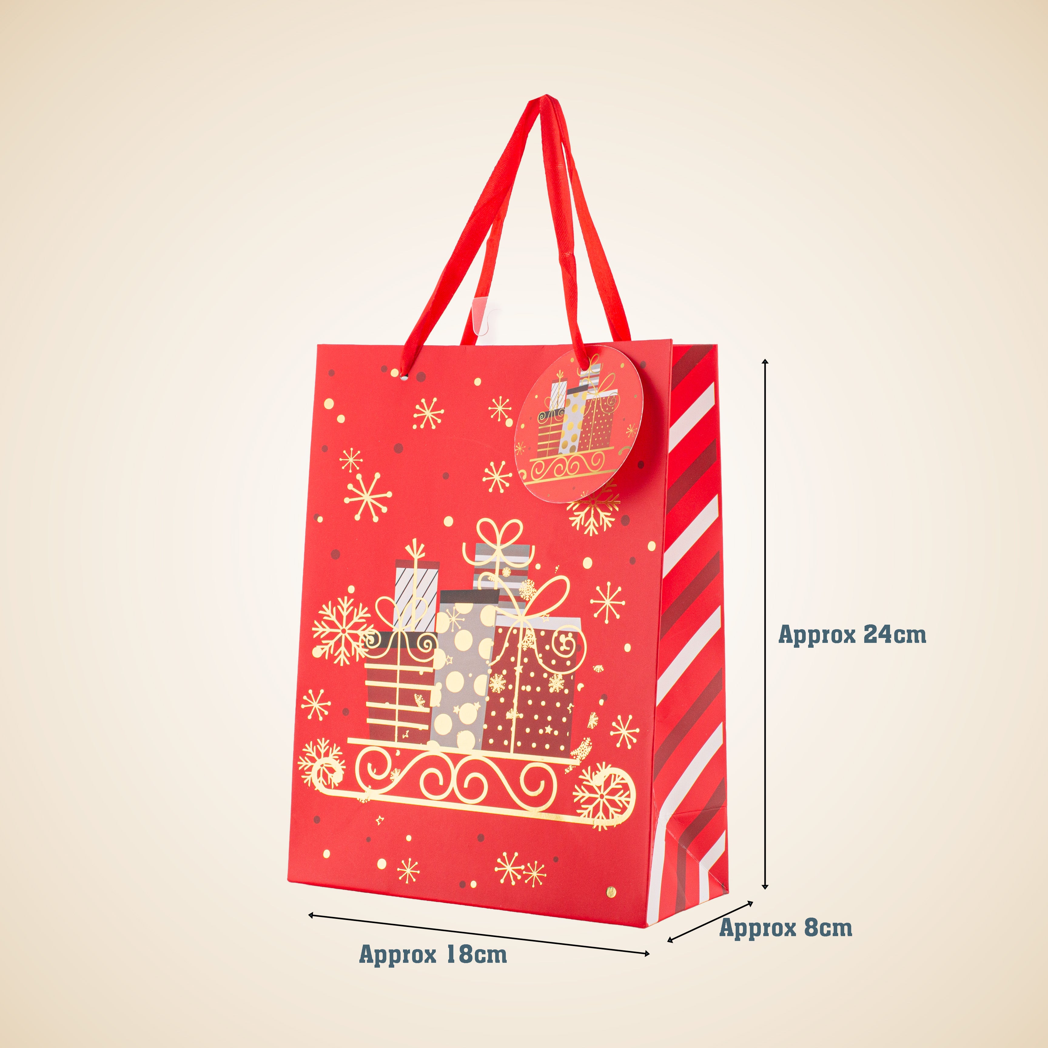 Christmas Gift Bag With Gold Foil Detailing Festive Gifts 26 X 10 X 32cm 1pc